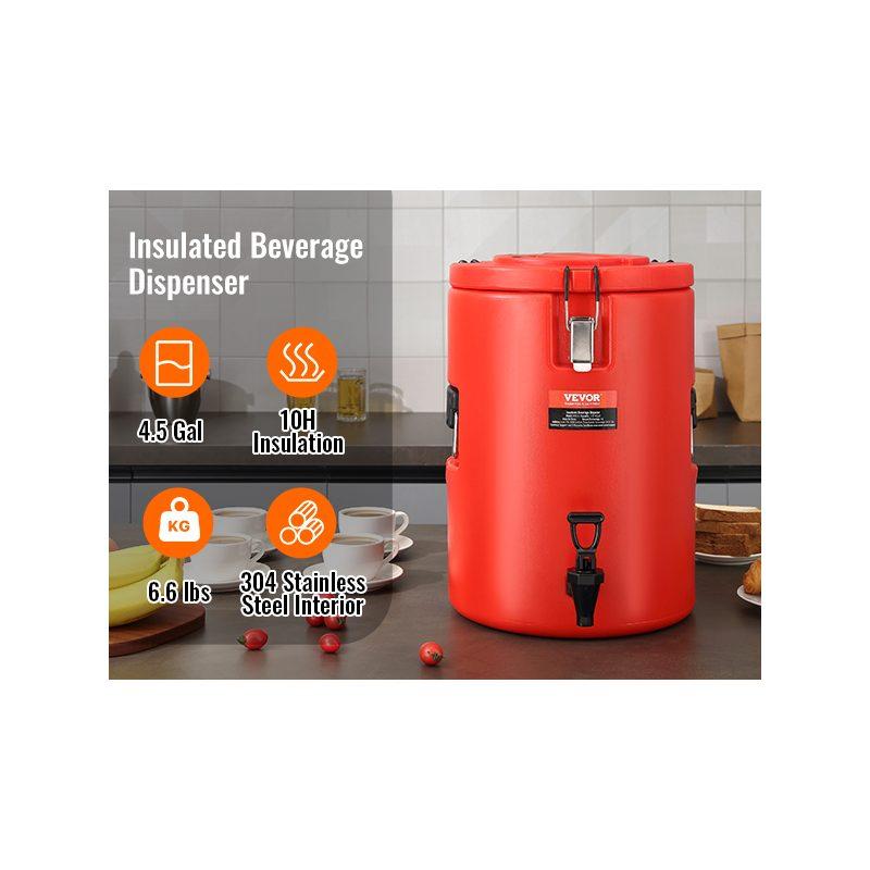 VEVOR Stainless Steel Insulated Beverage Dispenser, 4.5 Gallon 17.2 Liter, Thermal Hot and Cold Drink Server Dispenser with Spigot Handle, Food-grade for Hot Tea Coffee Water Restaurant Drink Shop VEVOR Stainless Steel Insulated Beverage Dispenser, 4.5 Gallon 17.2 Liter, Thermal Hot and Cold Drink Server Dispenser with Spigot Handle, Food-grade for Hot Tea Coffee Water Restaurant Drink Shop