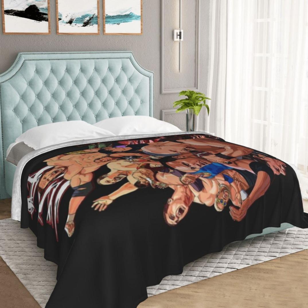 [Soft Flannel Blanket] Soft and Comfortable Wrestling King Pattern Flannel Lunch Blanket | Polyester, Digital Print, Lightweight, Suitable for Office Lunch Break, Relieve Stress, Warm and Soft, Can Be Used in All Seasons, Warm Haven Textiles
