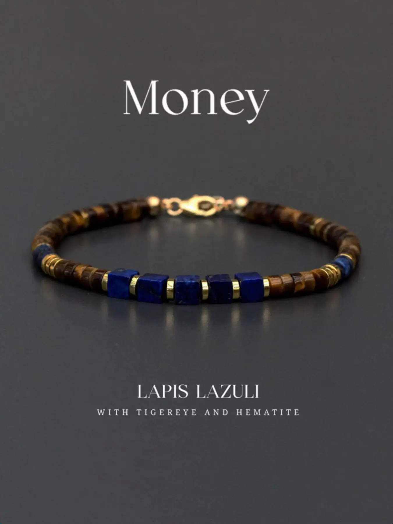 Men's Beaded High Quality Exquisite Bracelet with Lapis Lazuli, Tiger's Eye, and Hematite, Attracts Wealth and Prosperity, Ideal for Daily Wear