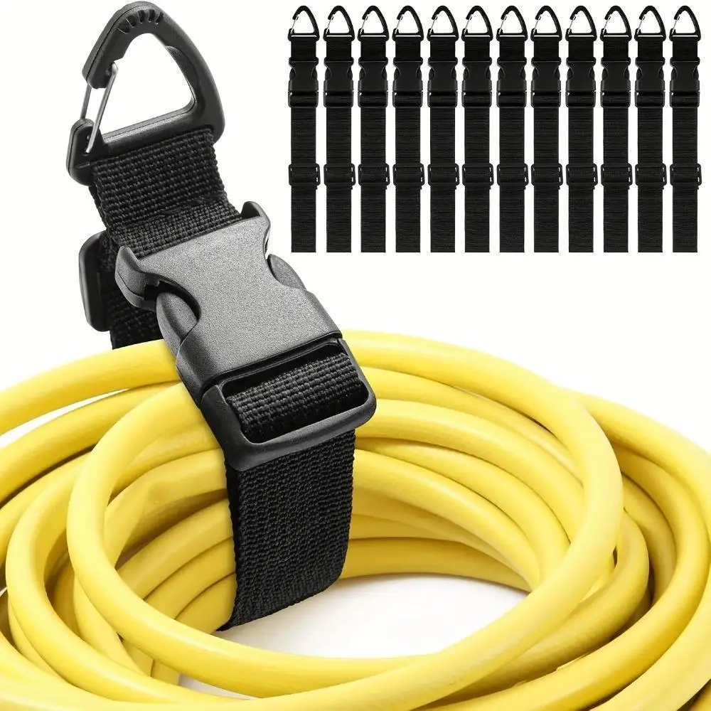 Heavy-Duty Cord Organizer, 4pcs Pack of 17.72-inch Adjustable Polypropylene Storage Straps with 3-Axis Easy Release Buckle for Garage & Workshop