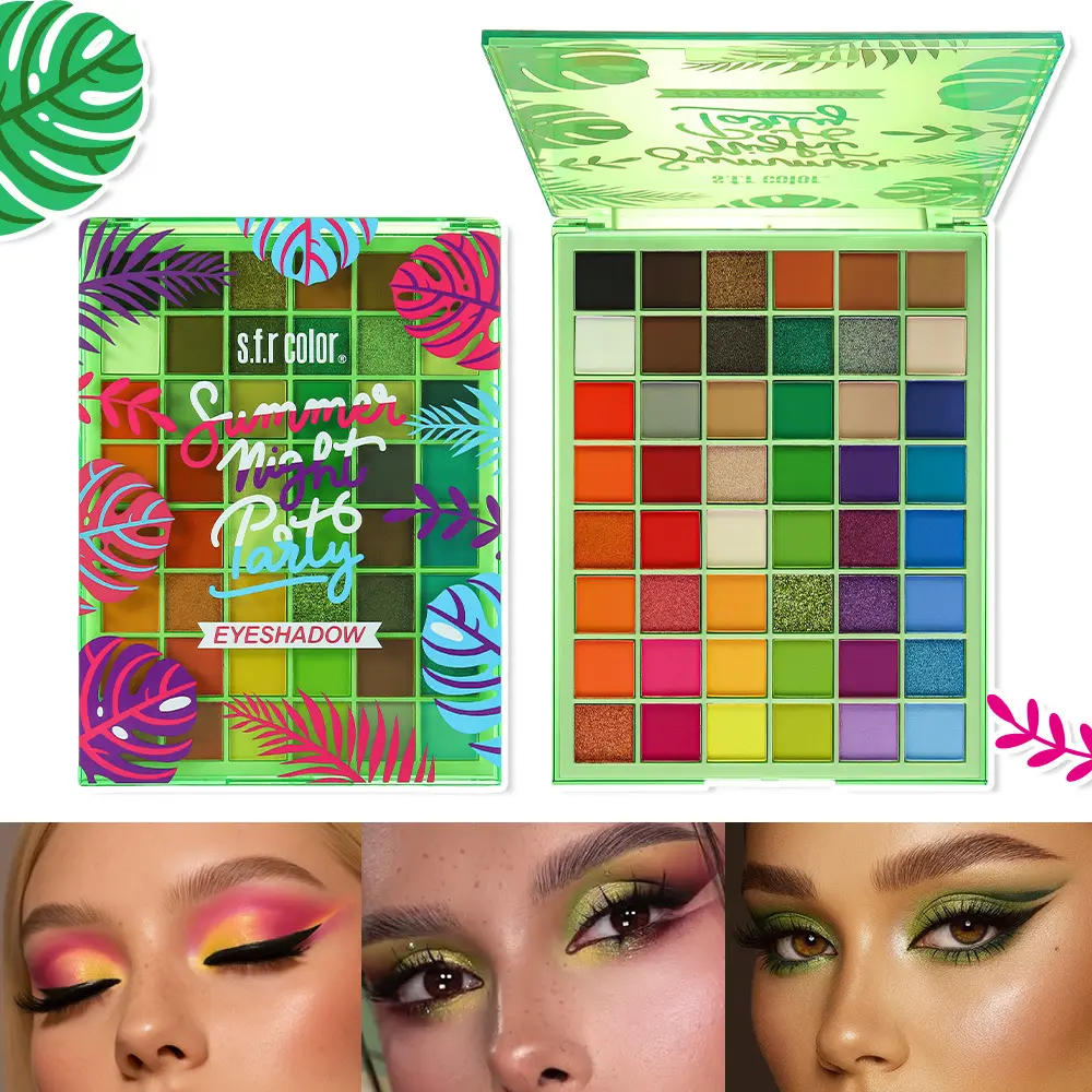Summer Night Party Eyeshadow Palette 428Shades Tropical Matte Shimmer Glitter Makeup Palette, Vibrant Neon Green Blue Purple Orange Eyeshadow for Summer Festival Party Cosmetics