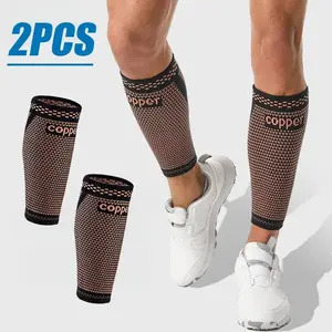 【Value 2-Pack】Copper Compression Leg Sleeves! Strong Support & Cramp Relief, for Running Cycling Tennis (Unisex)