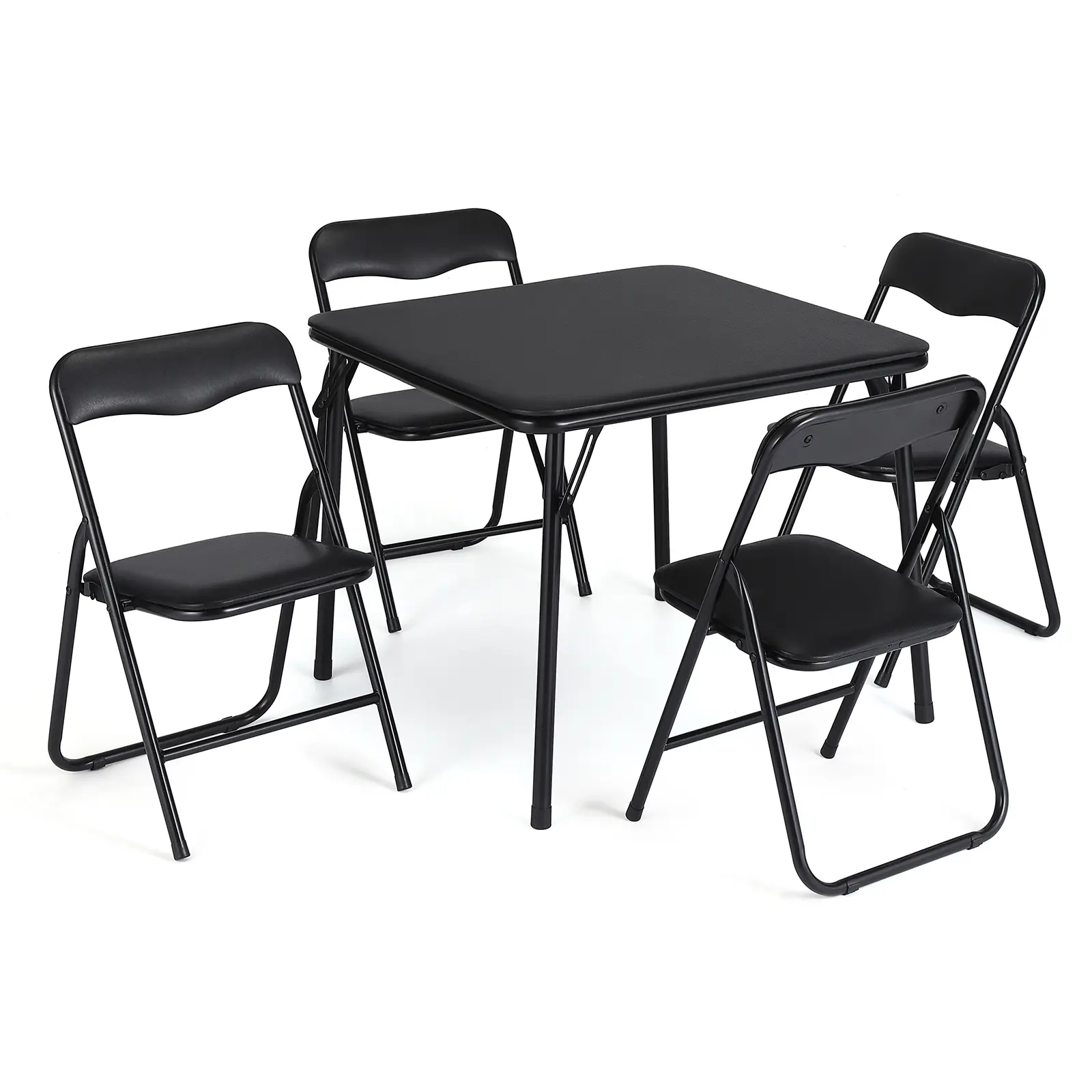 Folding Card Table and Chair Set of 5, Upholstered Foldable Table and Chair Set, Portable Metal Frame Children's Activity Table and Chairs Set