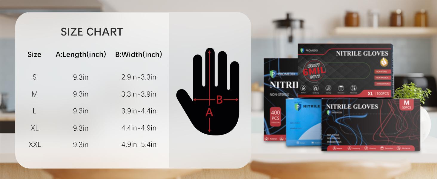 PROMEDIX P Heavy Duty Nitrile Gloves 6mil 100 Count Black Disposable Latex Free Powder Free Reusable Pet Hair Remover Gloves for Industrial Auto Repair Food Processing Gardening Salon - Cleaning