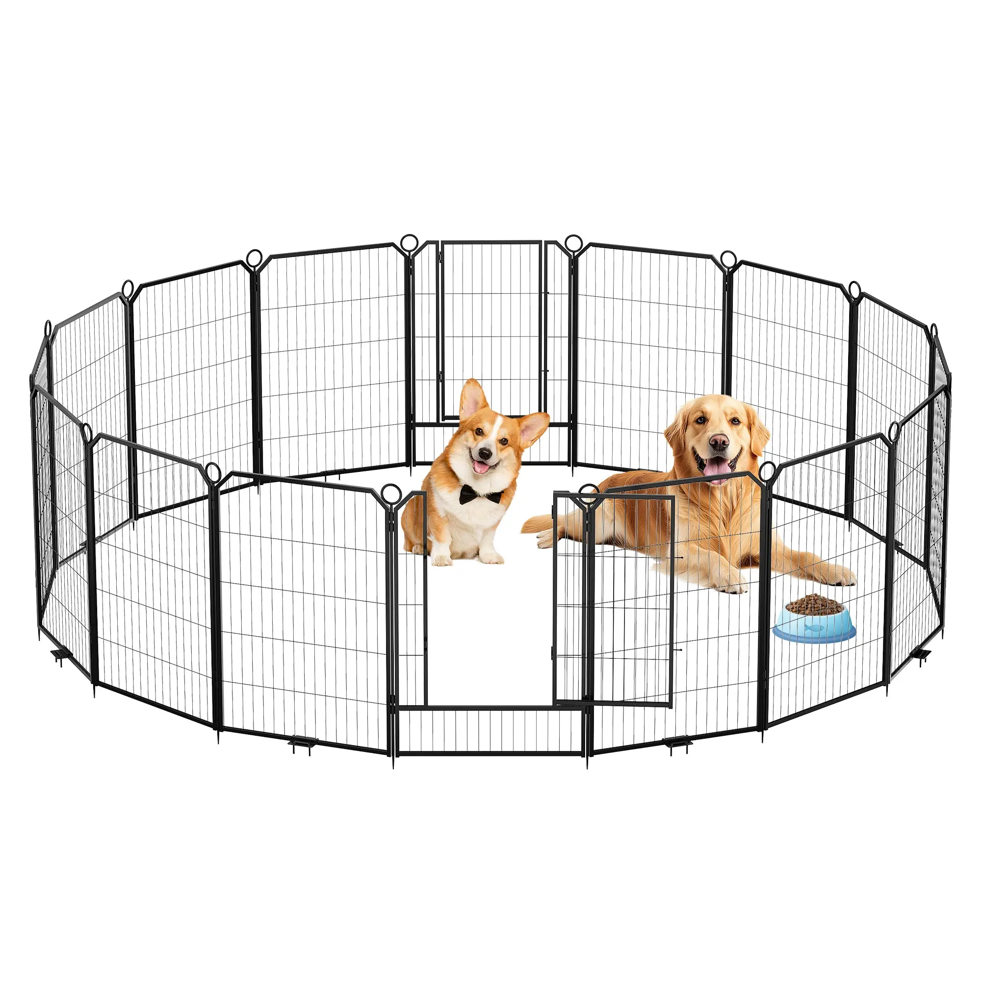 GARVEEDog Playpen Outdoor - Heavy Duty Metal Pet Fence with Multiple Panel Sizes (24, 32, 40 inch) and Configurations (8, 12, 16 Panels) for Indoor and Outdoor Use, Perfect for Puppy Exercise, RV Camping, Yard, and Garden