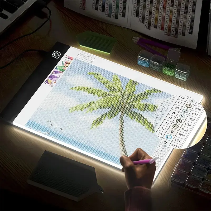 A4 LED Light Board Copying Pad, USB Powered, Adjustable Brightness, Diamond Painting Kit, Artistic Drawing, Education Tool