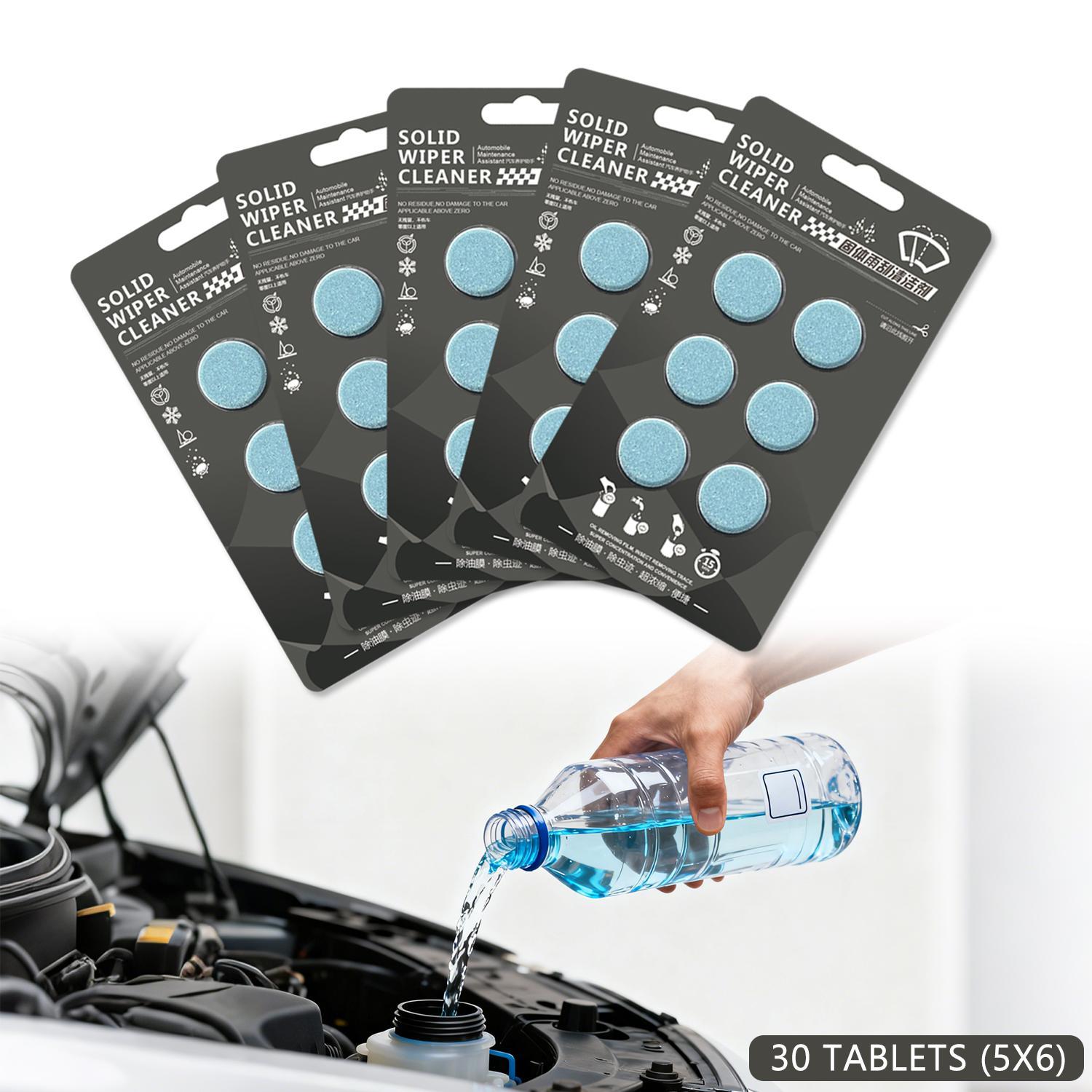 Solid Wiper Cleaner 30pcs, Concentrated Washer Fluid, Car Windshield Wiper Washer Fluid, Solid Wiper Effervescent Tablet Concentrated