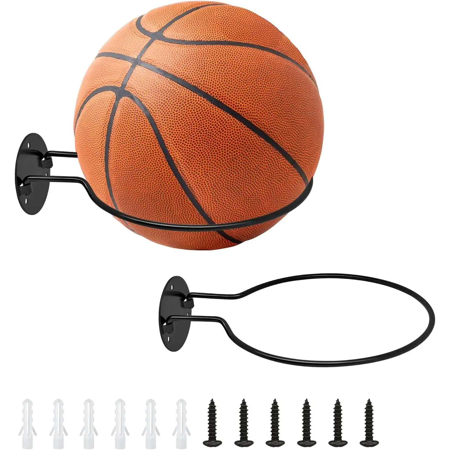 Wall Mounted  Ball Holder – Sturdy Metal Ball Storage Rack for Basketball, Soccer, Volleyball, and Rugby – Space-Saving Organizer for , Garage, or  Room