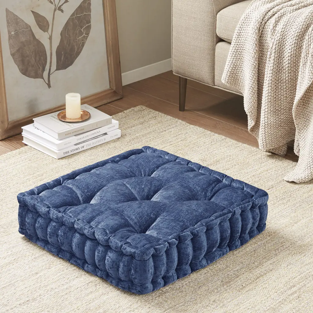 ARCH Poly Chenille Square Floor Pillow Cushion Navy 20x20 Inch Soft Plush Seating for Living Room Bedroom Dorm Reading Meditation Yoga Extra Large Floor Cushion Pouf Ottoman Tatami Mat, Home Furniture and Household Product Search Terms
