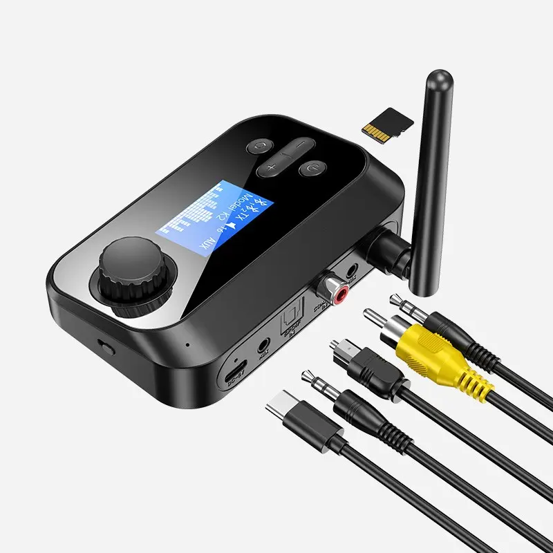 Bluetooth-compatible Receiver Transmitter, Home Stereo Audio Adapter, High Definition Music Streaming, Supports Optical and 3.5mm, Coaxial Interface, Speaker Adapter