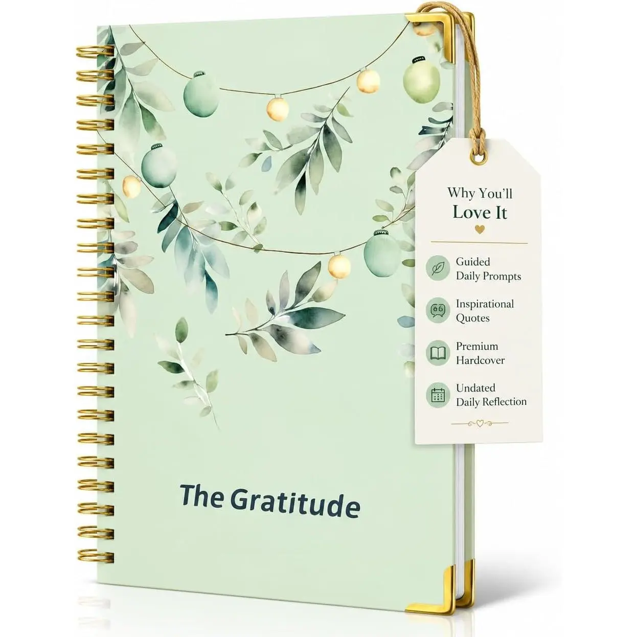 Gratitude Journal Hardcover,Colorful Layout Design for Women,Men,Teens, 5 Miunte Daily Gratitude Journal with Prompts for  Happiness, Mindfulness & Reflection, Daily Affirmations Spiral Bindding