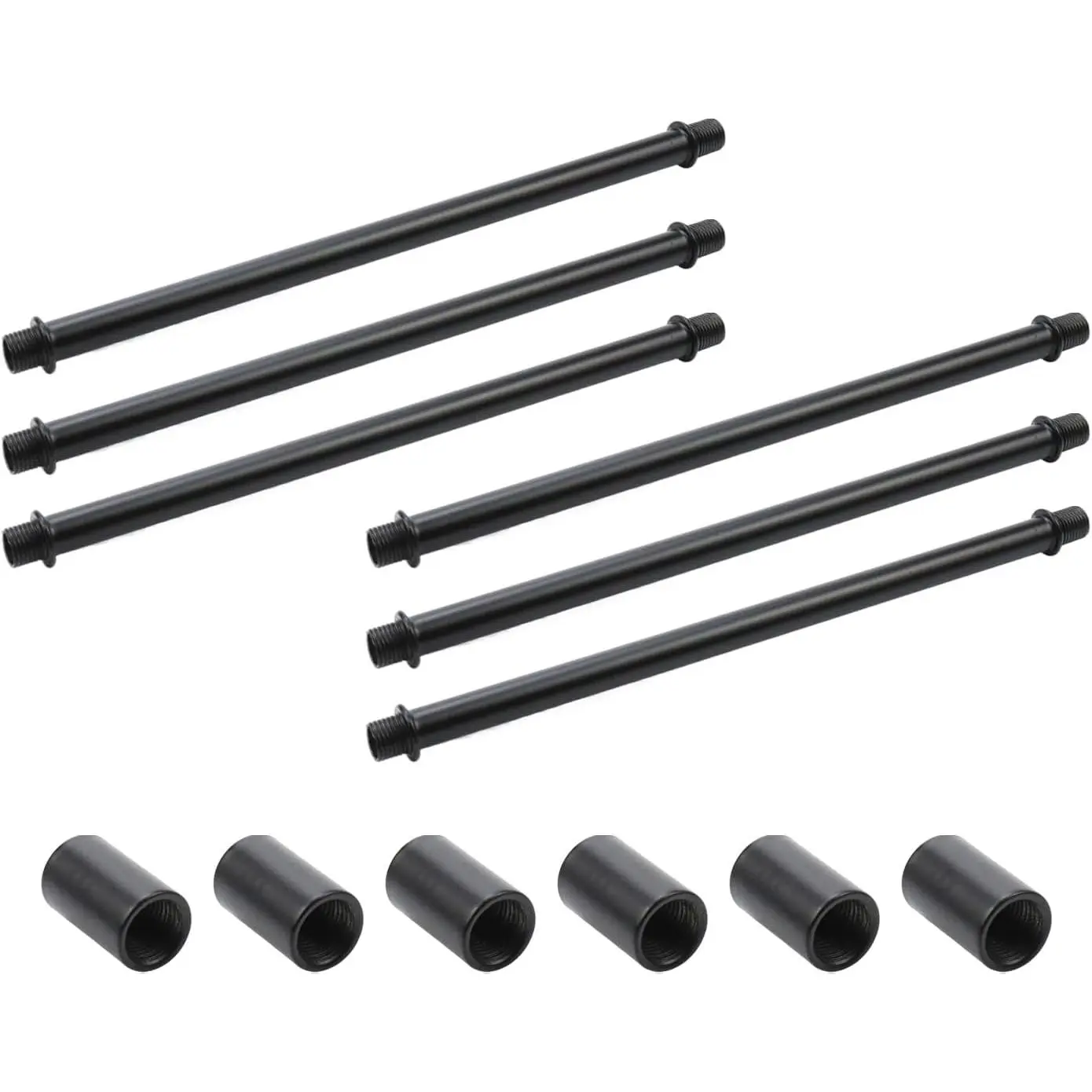 Straight Pipe Lamp Stem Kit, 7.87 In Extension Rod with Connector | 6 count Black Metal Lighting Fixture Downrods & Stems   for DIY Floor Lamps, Table Lamps Ceiling Lights