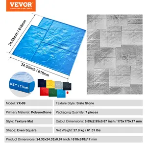 VEVOR Concrete Stamps Mat, 24x 24 in, 7 pcsConcrete Texturing Skin Polyurethane Stamp Stone Tile Texture Mat, Slate floor Imprint Seamless Stamp Concrete Molds for Outdoor Decorative, Muti-color
