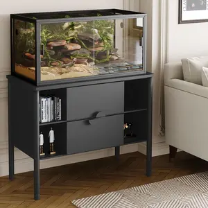 Large 120 Gallon Reptile Enclosure 4x2x2 ft – Sturdy Terrarium Cage with Ventilated Metal Mesh Top, Sliding Tempered Glass Doors, Easy Assembly – Ideal for Snakes, Bearded Dragons, Lizards