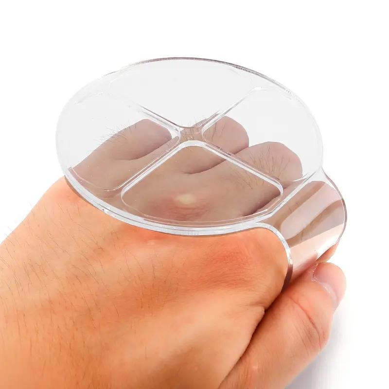 1Pc Handheld Clear Acrylic Makeup Mixing Palette, Multiple Optional Styles 4 Grid Foundation Mixing Tray with Spatula, Professional Cosmetic Blending Tool for Salon Home Daily Travel