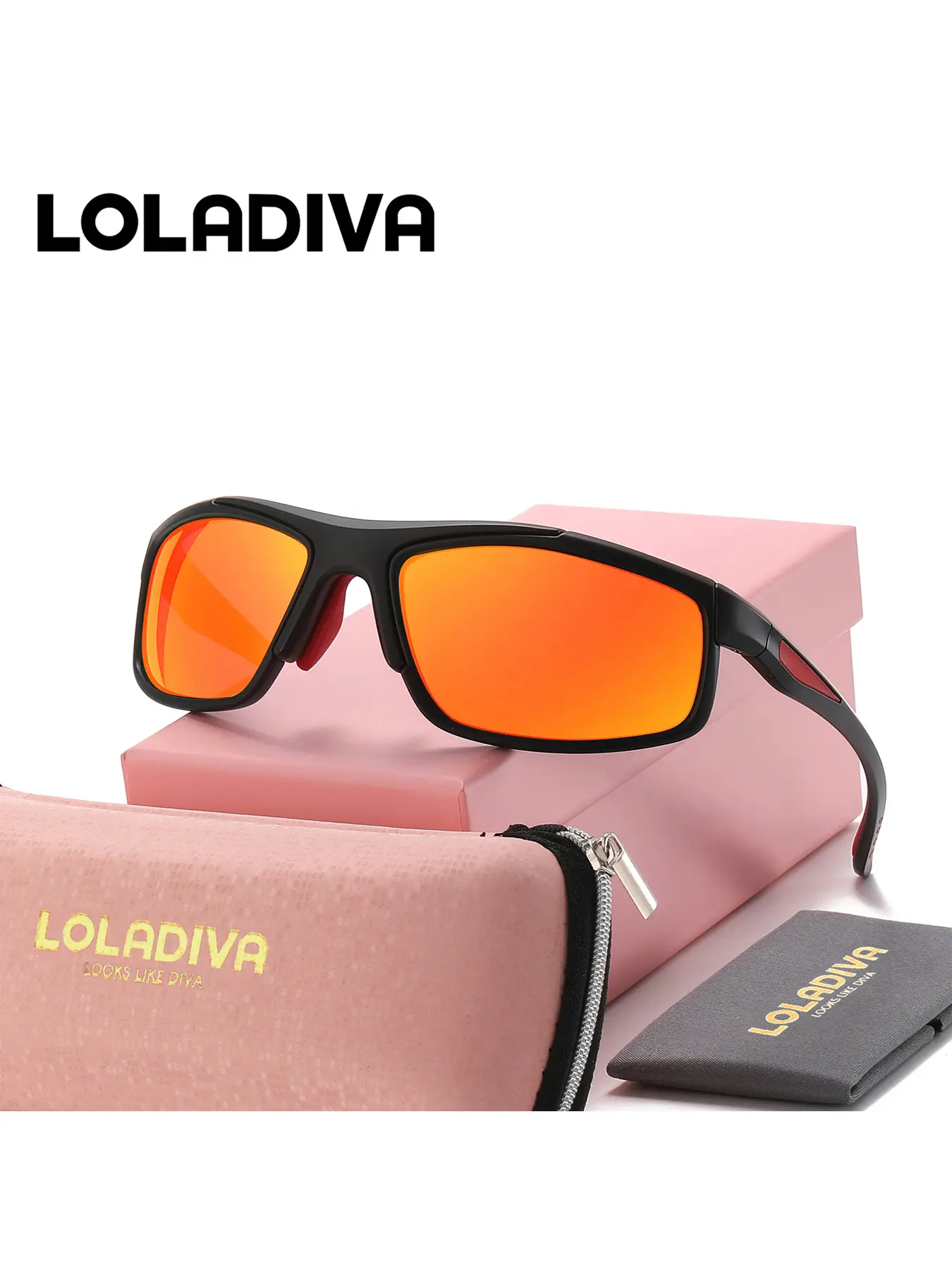 LolaDiva 1 Piece Unisex Eye Catching Colors Full Frame Sunglasses Delicate Design Rectangular Frame Sunglasses UV400