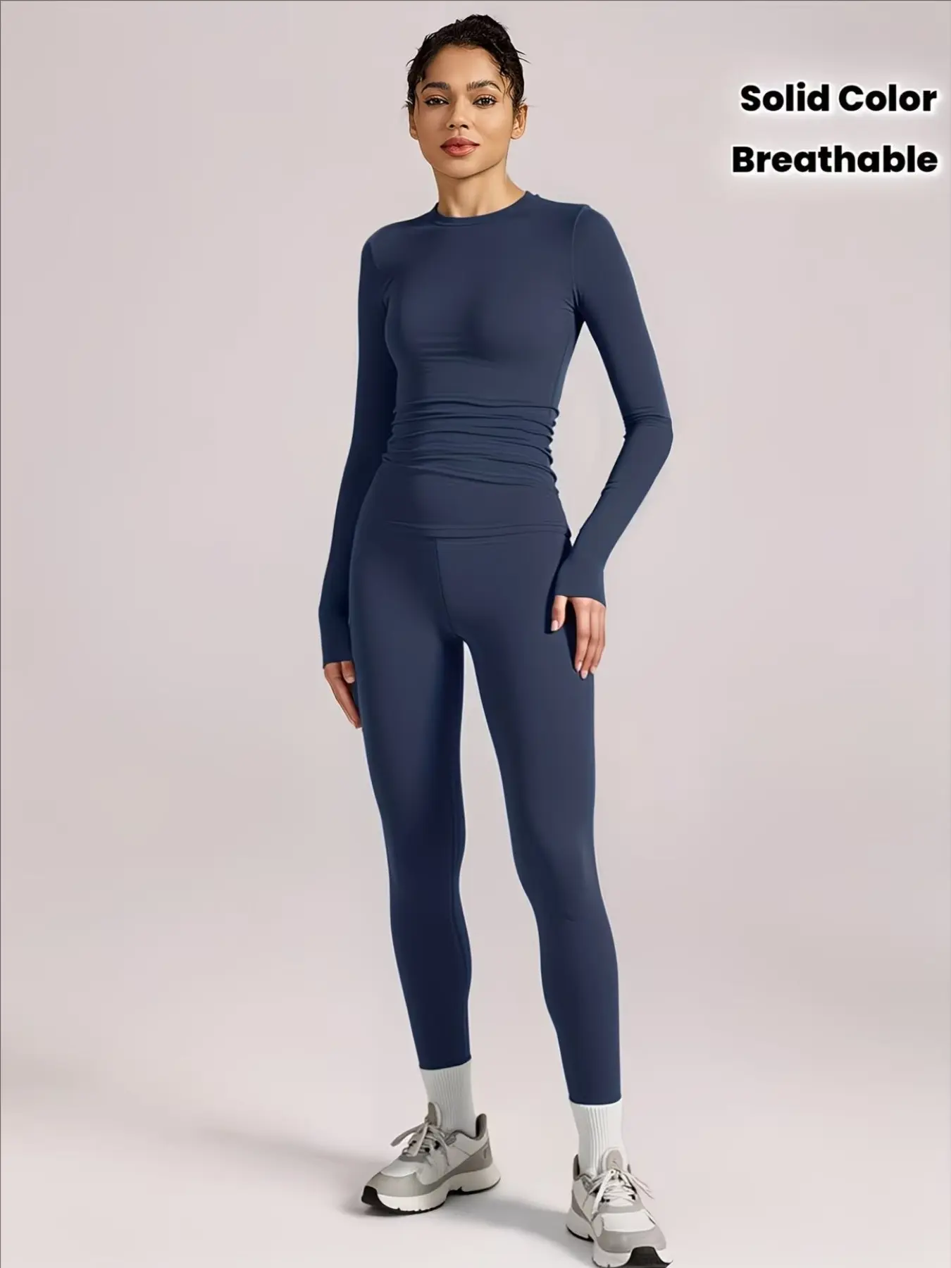 Women's Yoga Set, Long Sleeve Top & Pants, Fitness Sportswear, Waist Cinch, Tummy Control, Butt Lifting, Ideal for Sports, Running, Gym, Travel, Gym Yoga Outfits