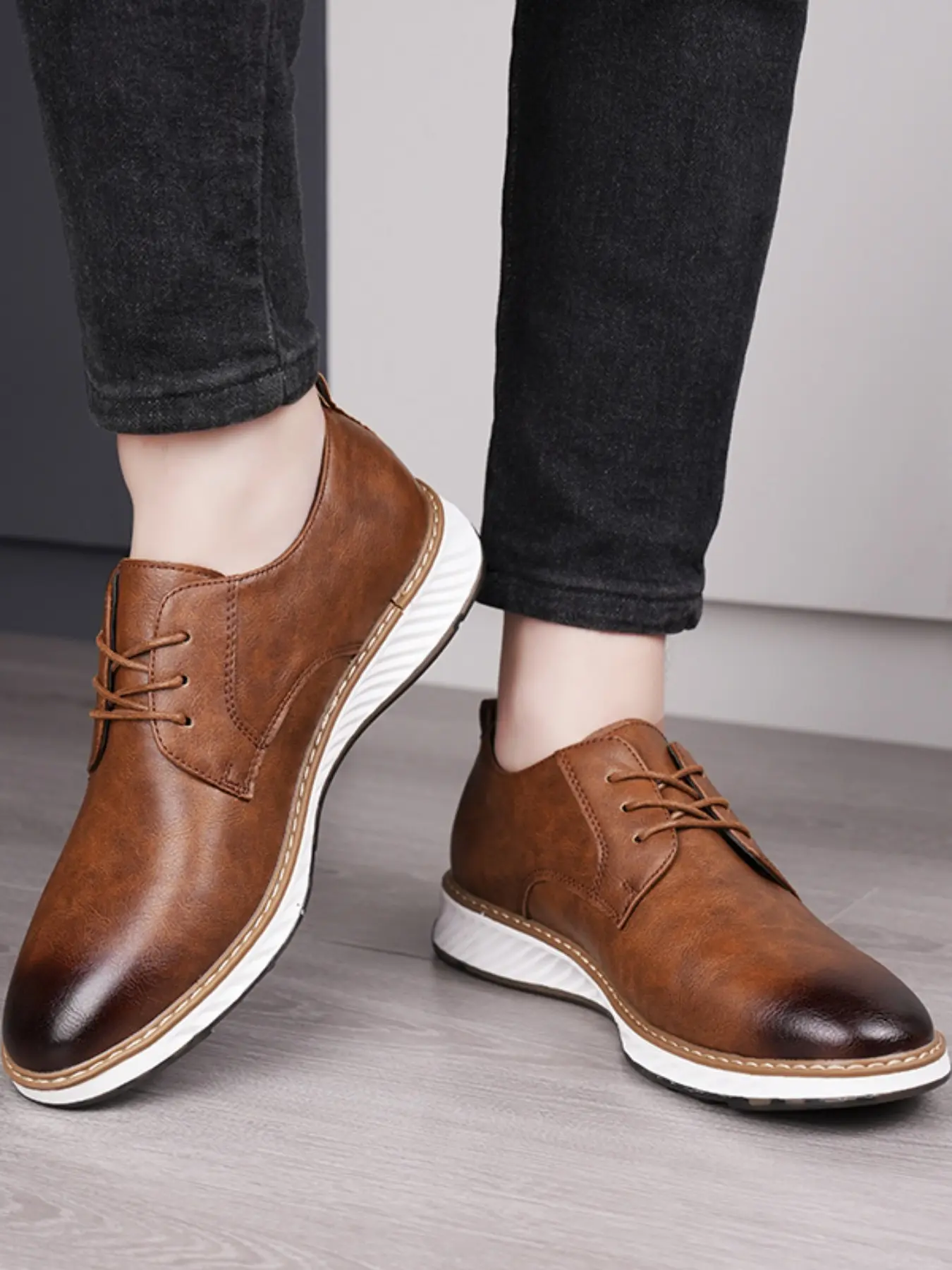 Men's Summer Thick Sole Gradient Business Casual Shoes, Height-Increasing Breathable Comfort Fashion Daily Commute Shoes