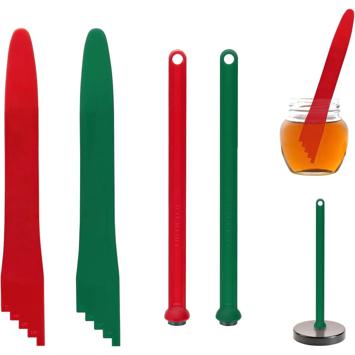 4 PCS Canning Kits- Include Magnetic Lid Lifter and Bubble Popper Heat Resistant Home Easy Canning Tools (Red+Green)