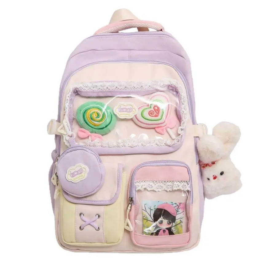 Sweet Girl's Heart Backpack Casual Large Capacity Travel Backpack Premium-Feeling Instagram-Worthy Niche Backpack for Junior High & High School Girls