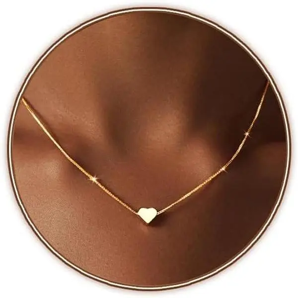 Dainty Gold Heart Necklace for Women Trendy 14K Gold/Silver Plate Cute Heart Pendant Choker Necklaces Gold Love Heart Chain Necklace for Women Dainty Gold Jewelry Gifts for Women