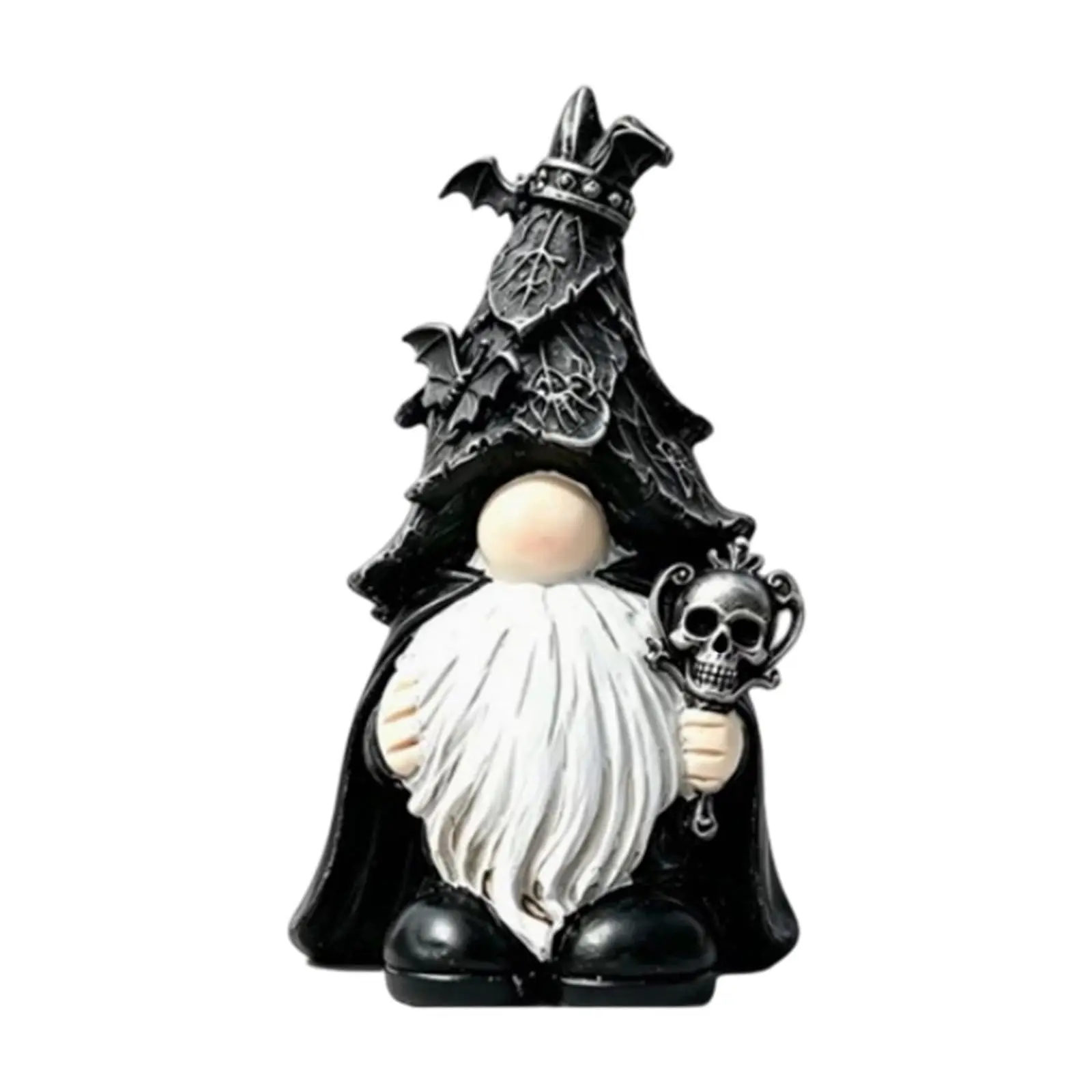 Dark Gothic Goblin Figurine, Unique Halloween Skull Gnome Desktop Decoration, Handmade Craftsmanship, Perfect for Horror Enthusiasts