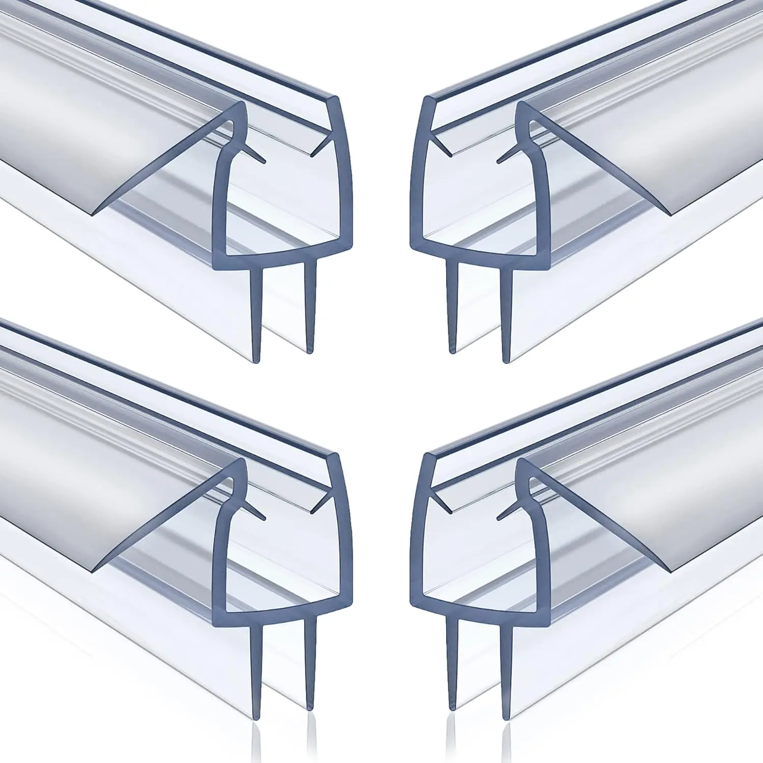 4 Pack Frameless Shower Door Bottom Seal, 3/8 x 39 Clear PVC Shower Seal Strip for 3/8 Inch Glass Shower Door Stop Shower Leaks