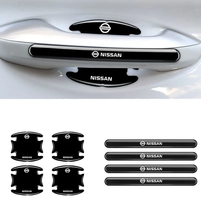 Car Door Handle Protective Sticker Wear Resistant Scratch Resistant Black Protective Strip Car Door Trim Sticker Automotive Decals For Nissan Qashqai, X-Trail, Note, Juke, Sentra, Patrol, Almera, Navara, Leaf