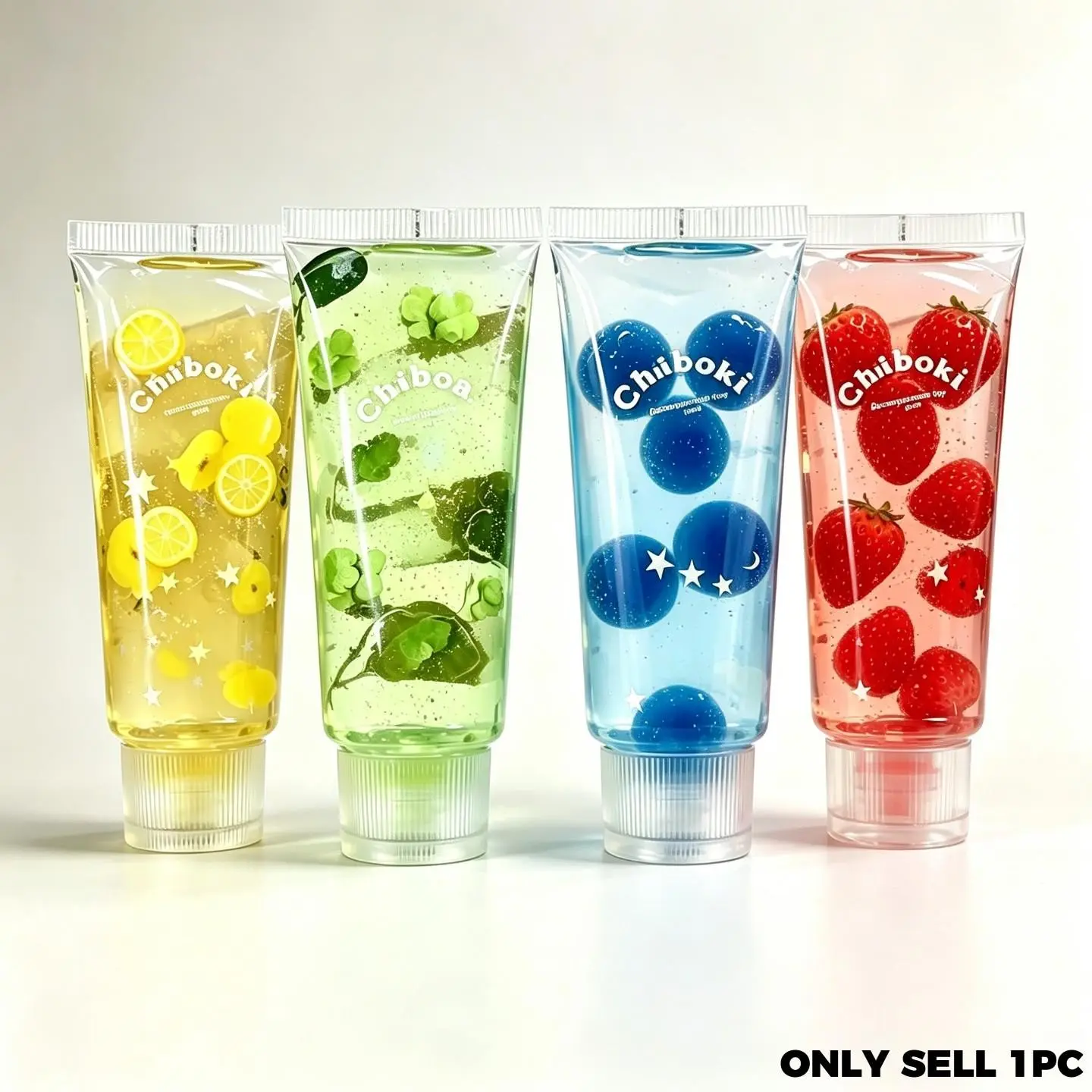 Chiboki Jam Squishy 4-styles - Toothpaste Tube Clear Gel Squeeze Stress Relief Fidget Sensory Toys No Mess ASMR