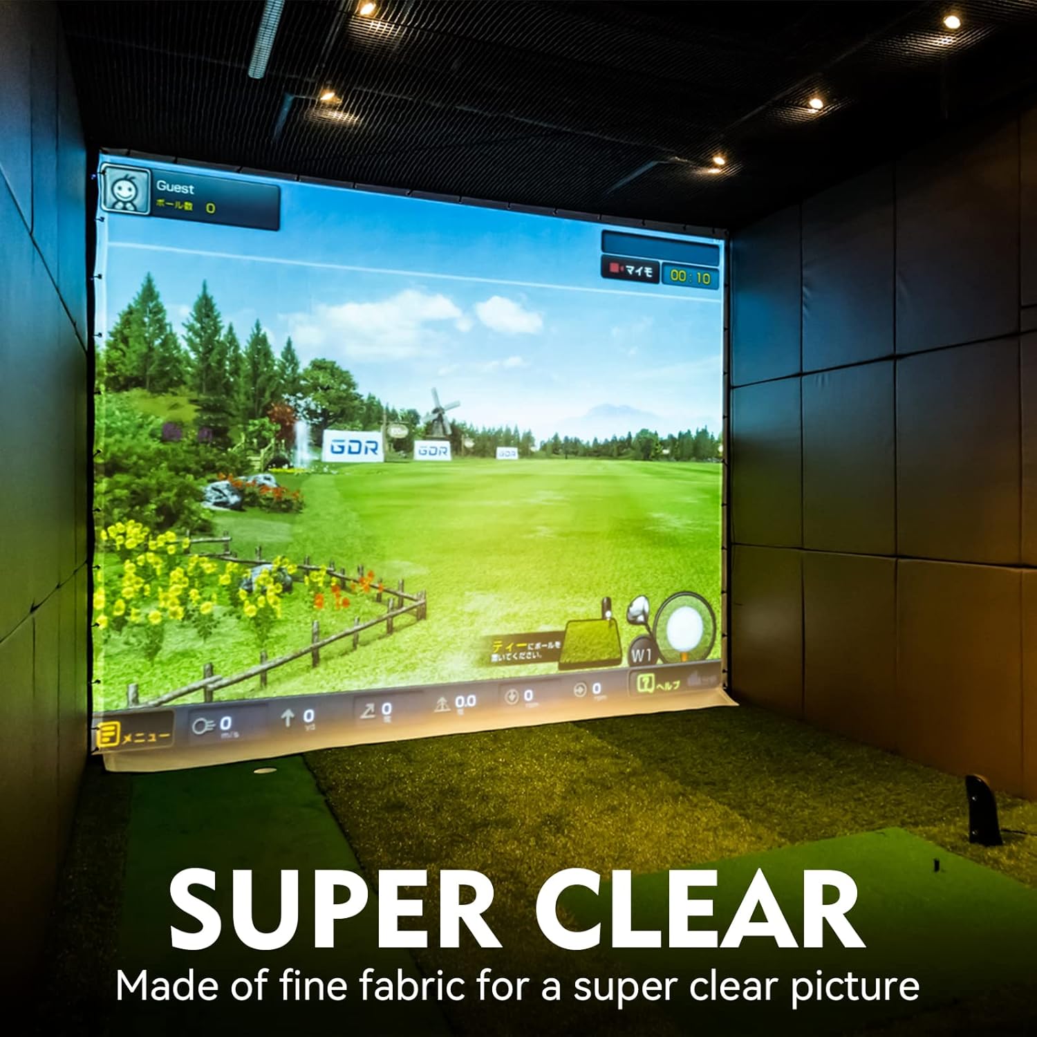 Golf Simulator  Screen: 7mm Thickened Golf  Screen for Indoor//Garage  - Ultra Clear 10ft  Screen with 32 count Grommets Holes, 5 Size Options