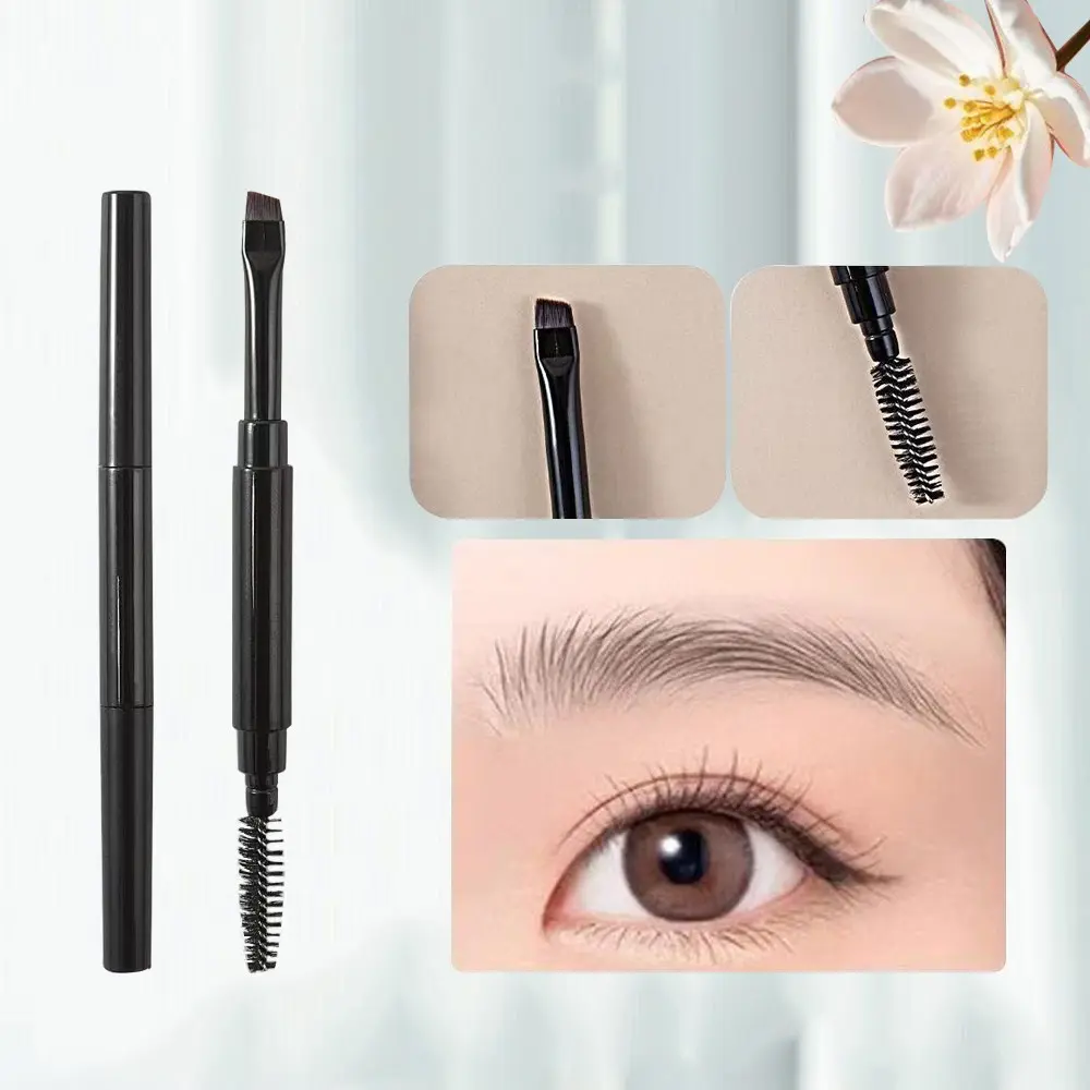 Dual‑End Eyebrow Brush with Cap, 2‑in‑1 Makeup Brush, Spiral Brow Brush & Brow Comb, Soft Synthetic Fiber Bristles, Beauty Makeup Tool