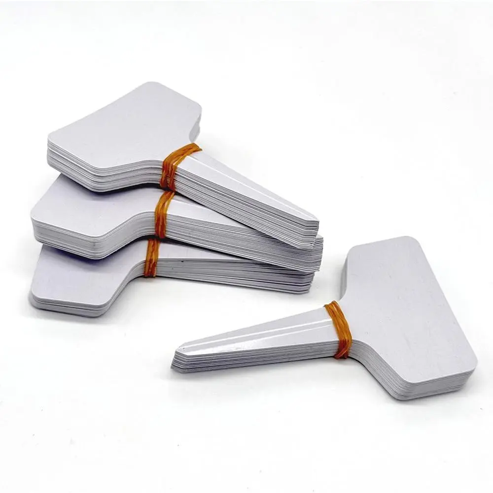 100 T-Shaped Weatherproof Plastic Gardening Labels, 6x10cm Labeling Supplies for Indoor/Outdoor Garden Marking (No Pen)
