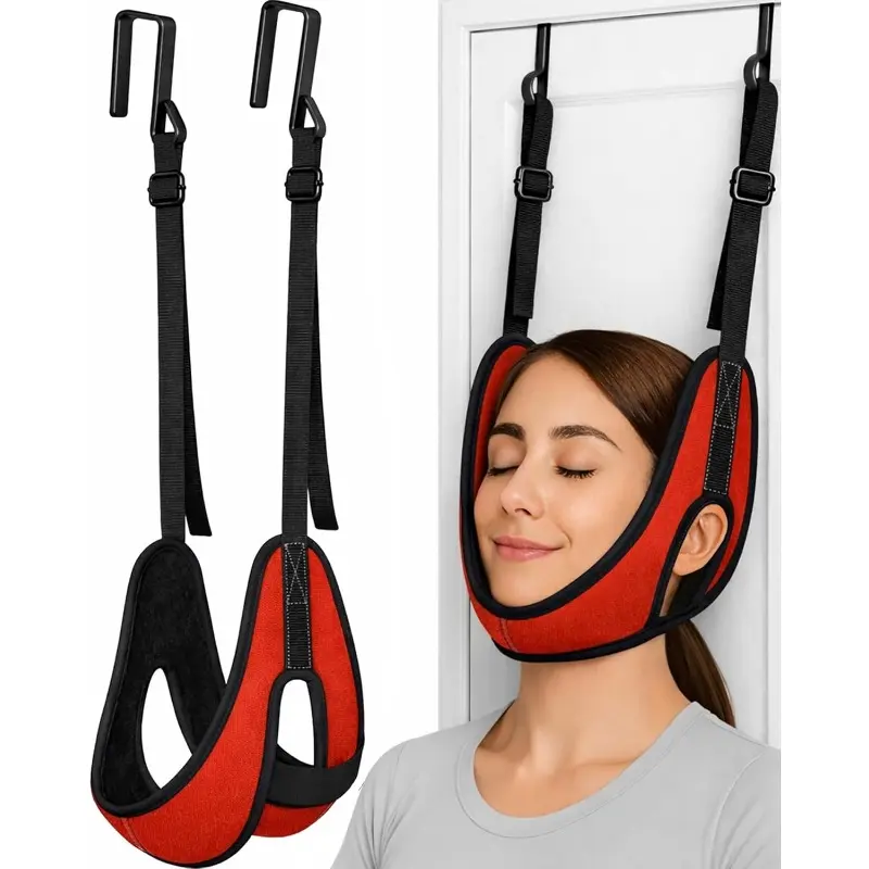Load-bearing capacity 330 pounds, upgraded door-mounted cervical spine puller | Thickened neck support, breathable design, Neck Brace