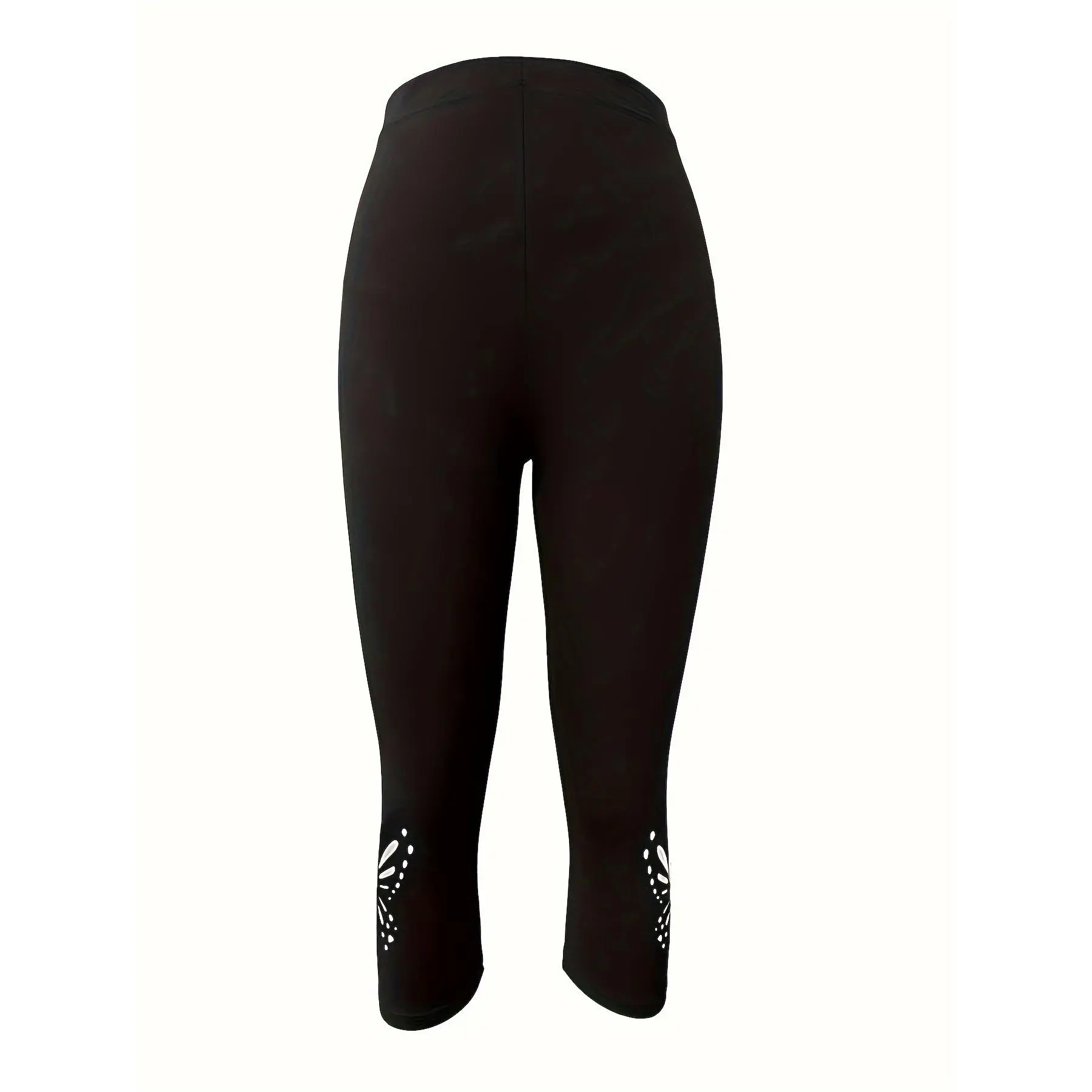 Women'S Three-Quarter Leggings, Butterfly-Shaped Hollow Tight Pants