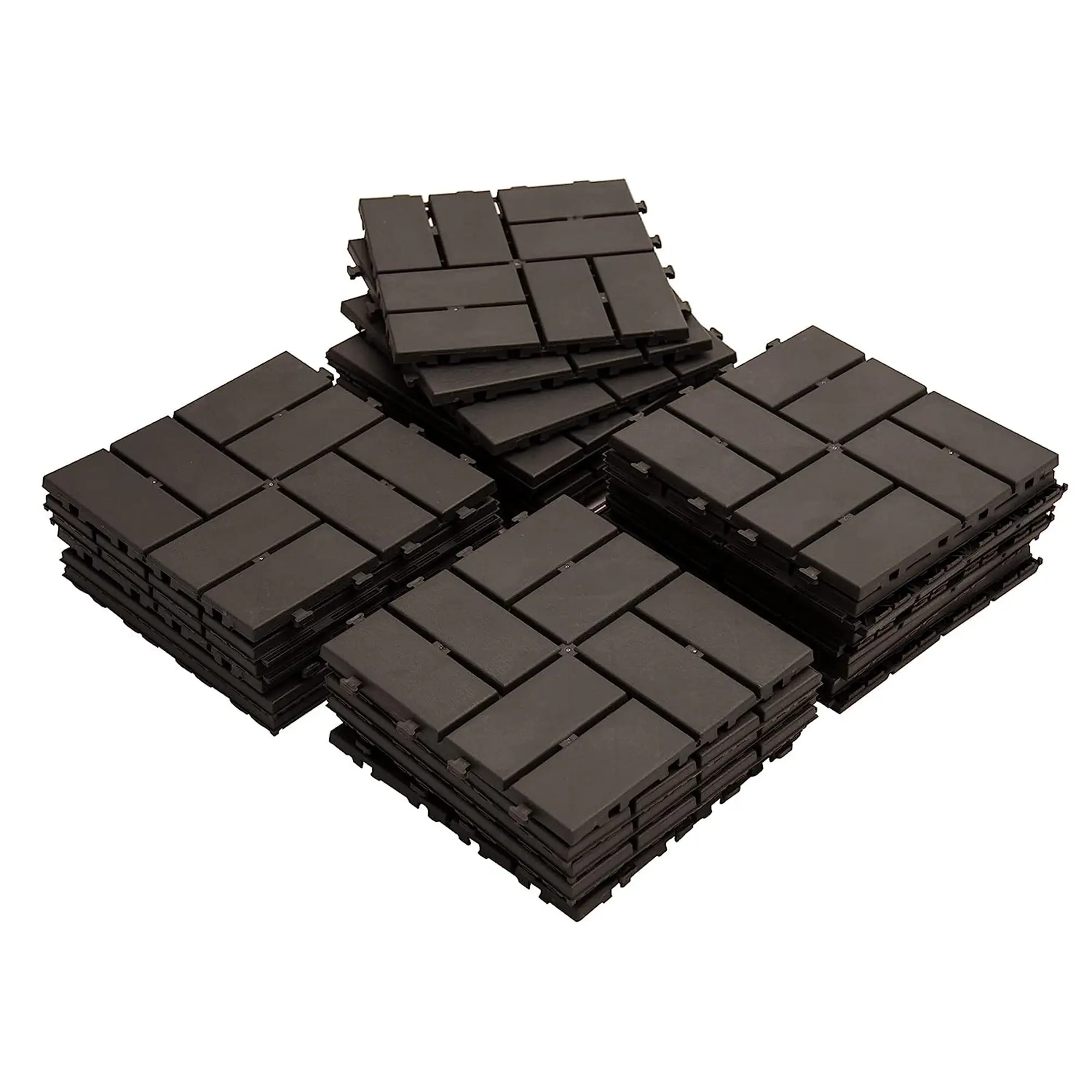 ARCH 12x12 Inch Interlocking Deck Tiles, 36-Pack Brown Composite Plastic Outdoor Flooring, Four-Slat All-Weather Patio Tiles for Balcony, Porch, Backyard, Poolside, Easy Snap-Together Installation, Durable Waterproof Decking Squares