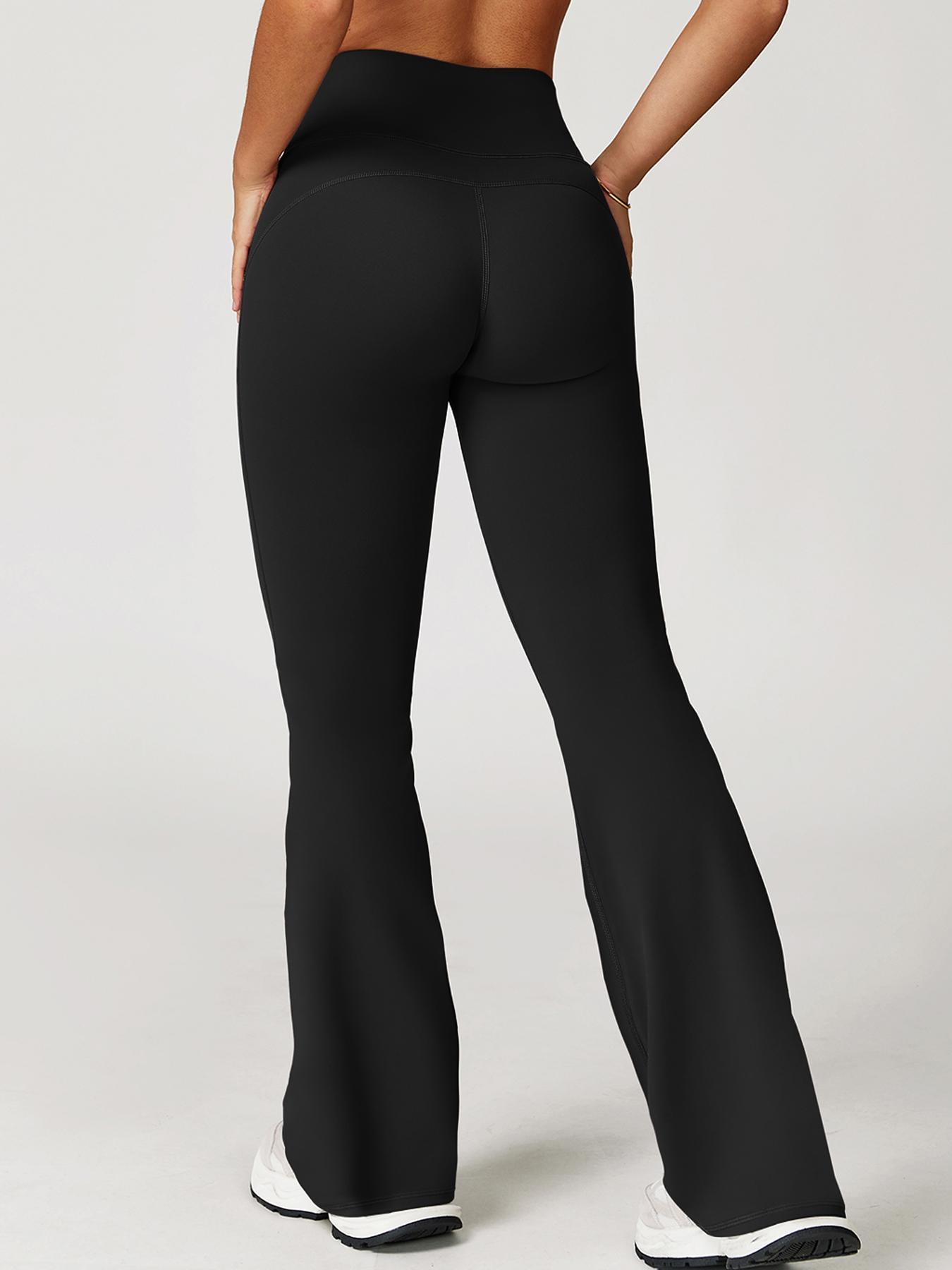 Women's Solid Color Bell Bottom Flare Leg Pants, Casual Comfy Breathable Tight-fitting Yoga Pants, Ladies Bottoms for Indoor Outdoor Wear, Casual Fitted Trousers, Boot Cut Pants