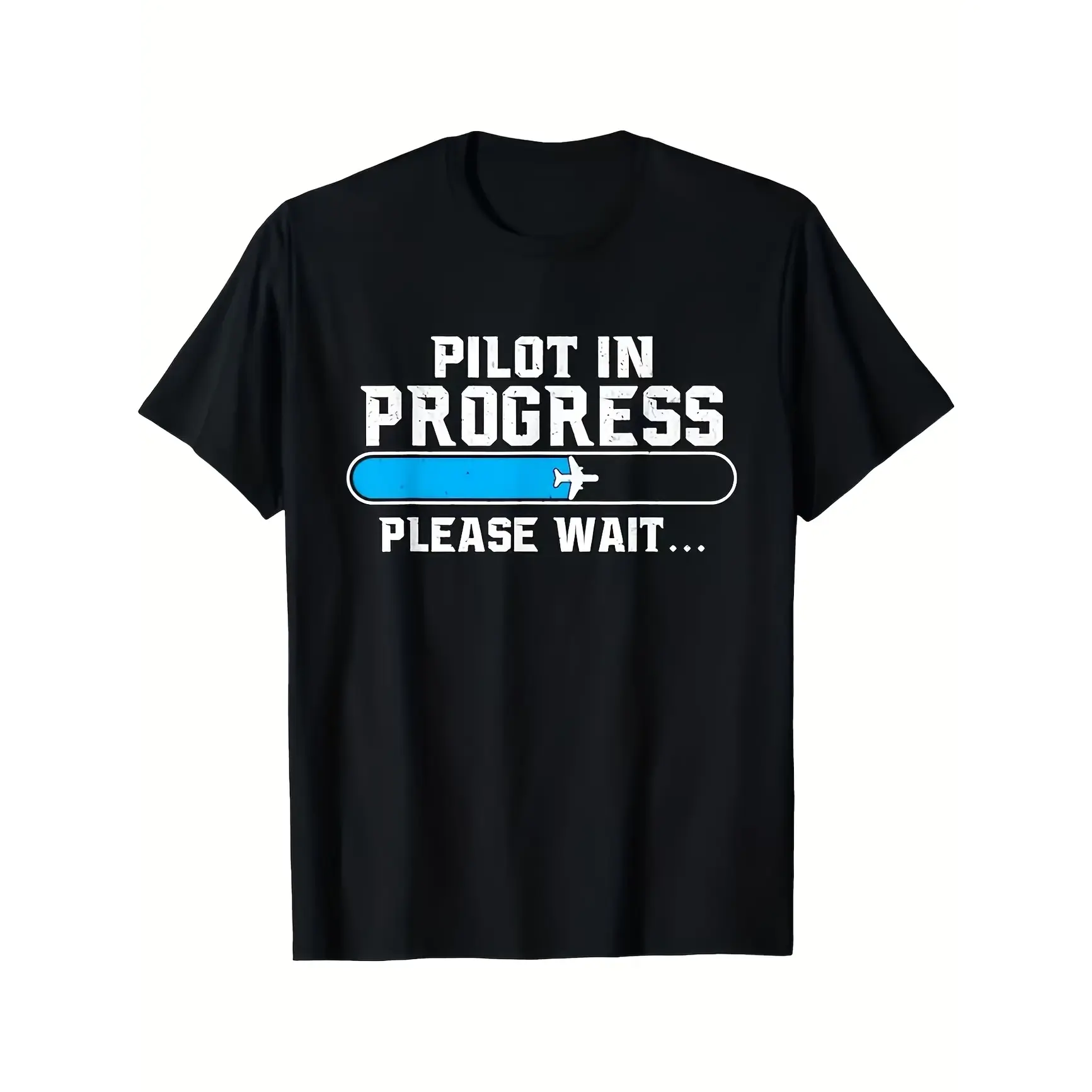 Pilot Progress Bar Aviation Graphic Comfort Oversized Cotton T-Shirt, Fashion Student Outfit, Ideal Gift For Aviation Trainee Lover Friend Holiday Present