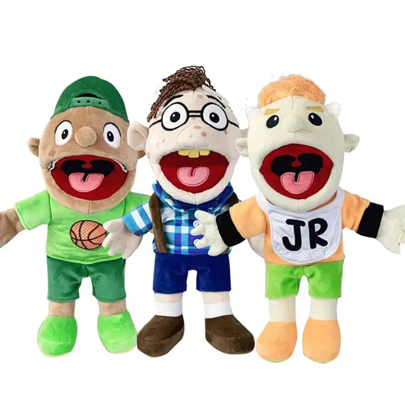 40cm Jeffy Soft Cotton Hand Puppet with Mouth Sound Voice Device - Classic Novelty Toy for Juniors, Joseph/Cody Play House Prop, Stress Relief Doll, Christmas/Birthday Gift