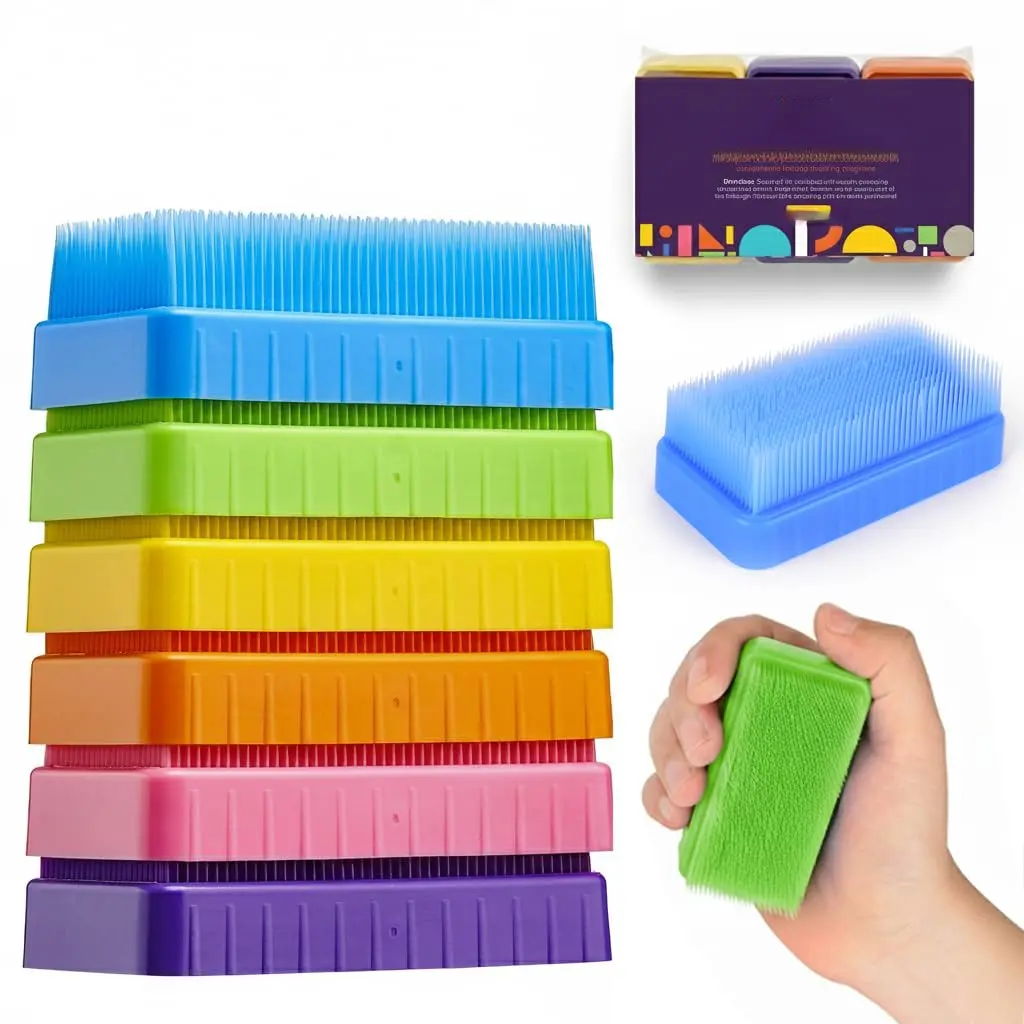 Sensory Brush Therapressure Therapy Brush  Occupational and Sensory Brushing, Stimulating, Calming Tools  Kids and Adults, Soft Flexible Bristles, Latex Free (Colored 6-Pack) New model
