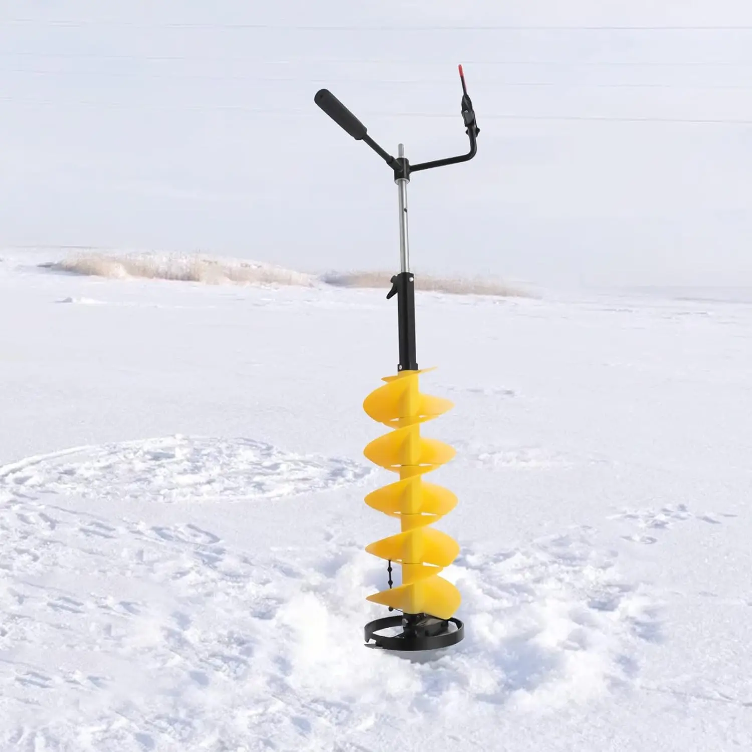 8" Cordless Nylon Ice Drill Auger with Centering Point Blade, Drill Adapter & Top Plate for Ice Fishing