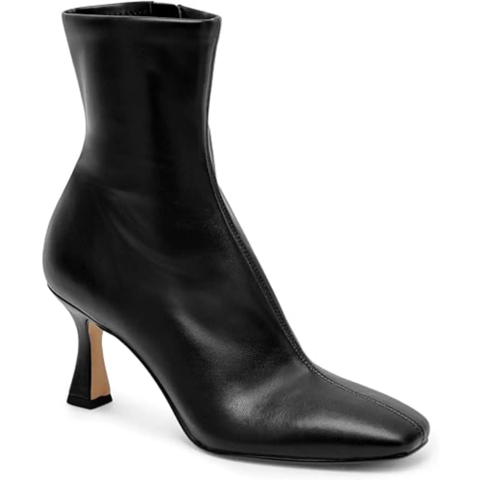 Coutgo Women's Kitten Heel Ankle Boots, Dressy Square Toe Shoe with Cushioned Fabric Insole and Side Zipper, Rubber, Casual Wear, Basic, Plain, Synthetic, Flexible, Pu, Footwear, Ankle Height tiktokshopbacktoschool