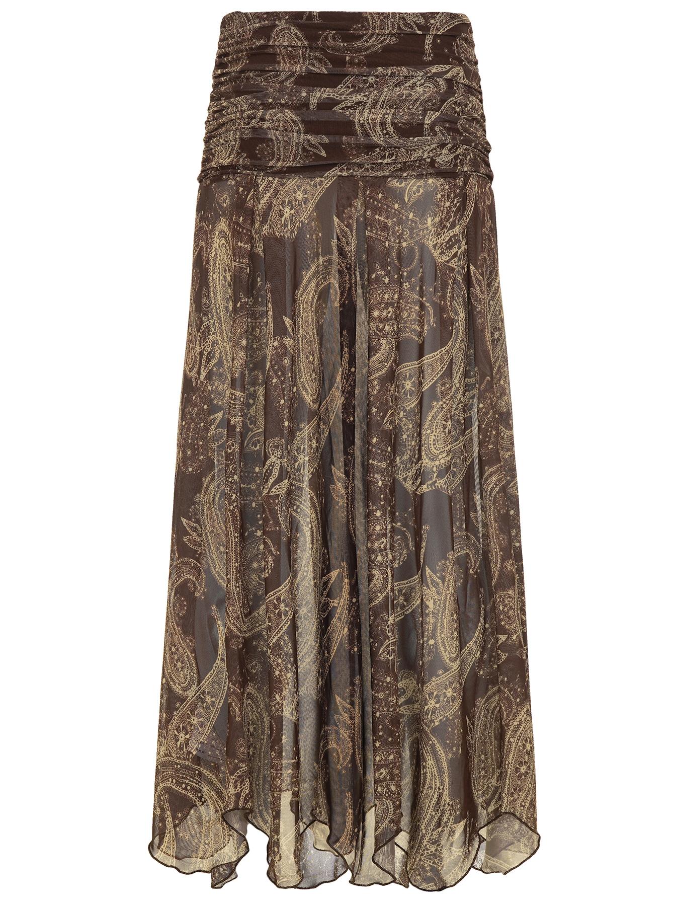 Vintage Mesh Print Fitted Long Maxi Skirt, Bohemian Vacation Style Half Skirt, Elegant Women's Fashion for Spring & Summer, Bottoms