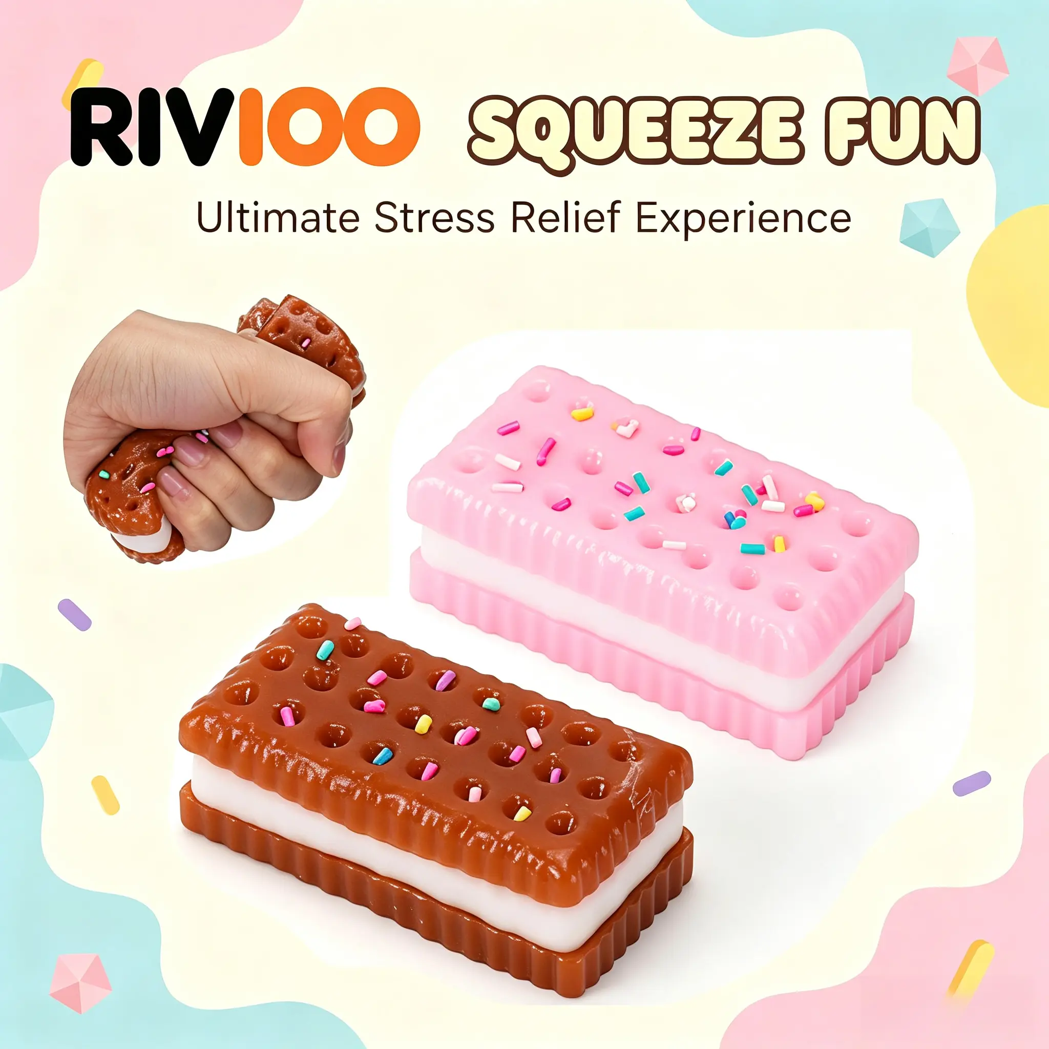 RIVIOOSatisfying Stretch Cookie Squishy, Home Leisure Stress Relief Toy