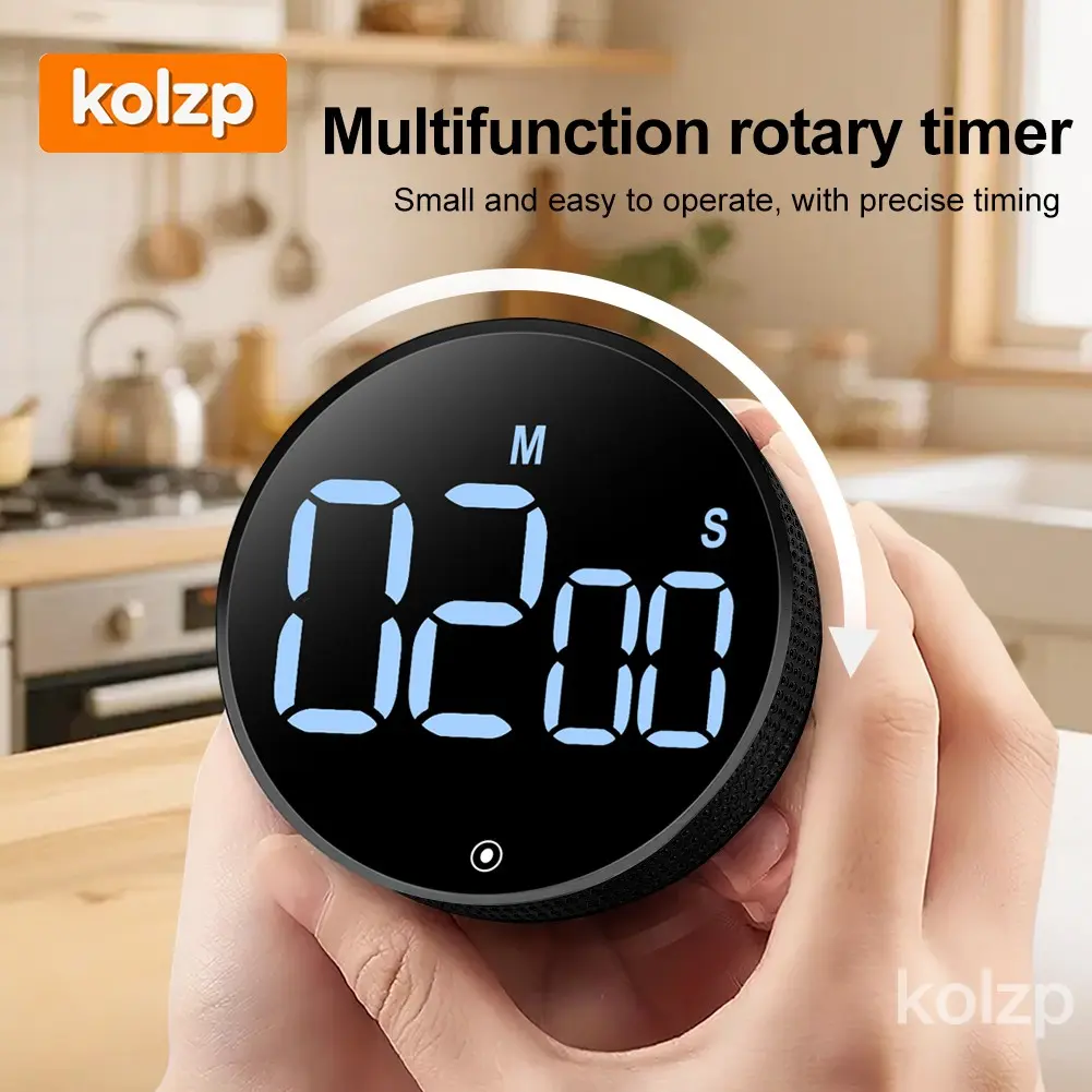 Kolzp Magnetic Digital Kitchen Timer with LED Display and Alarm, Battery-Powered Stopwatch for Cooking, Studying, Showering, Home, Office Use, Multifunctional Timer