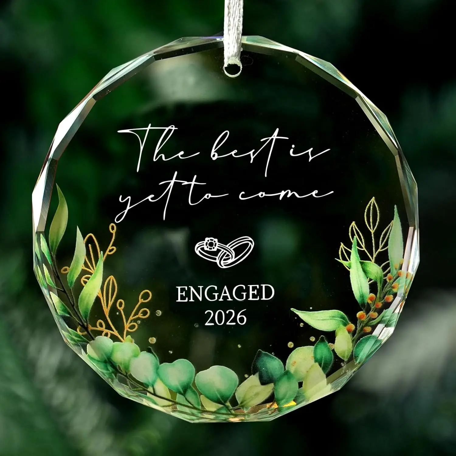 Engagement Gifts for Couples,Bride to Be Gifts for Women Fiance Her,Just Engaged Glass Ornament 2026 for Newly Engaged Couples-Engagement Party Decorations