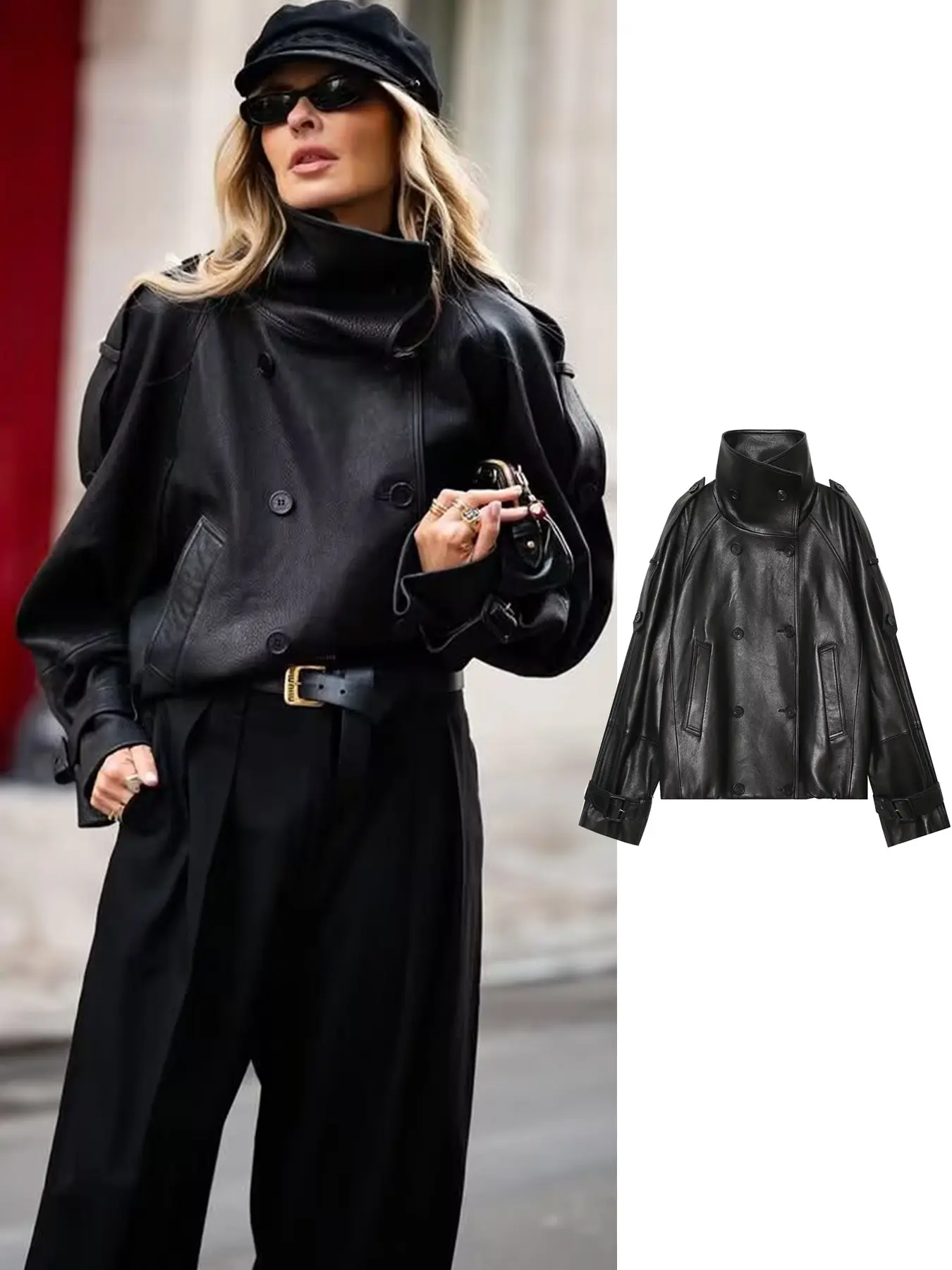 2026 New Winter PU Leather Women's Jackets Fashion Unique Elegant High Collar Warm Coats Women's Chic Winter Street Youth Travel Holiday Long-Sleeved Outerwear Coats
