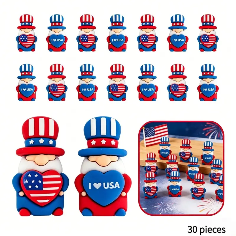 Patriotic Sam's dwarves 3D statue, mini doll ornament, suitable for various holidays such as Independence Day and anniversaries, suitable for giving to colleagues, employees, teachers, students, and friends, exclusive gifts for patriotic parties