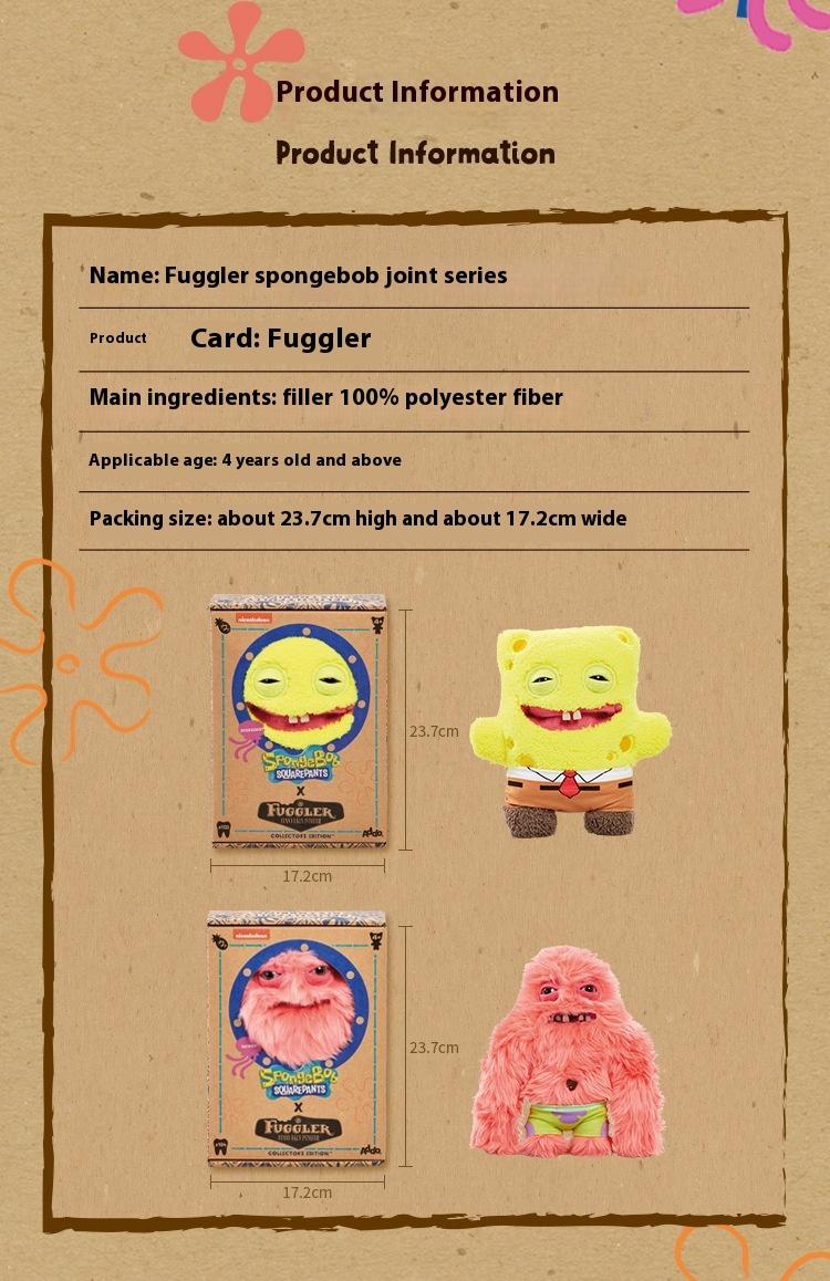 Original Fuggler SpongeBob & Patrick 22cm Official Collab Plush - Toothy Ugly-Cute Tooth Monster Stuffed Doll