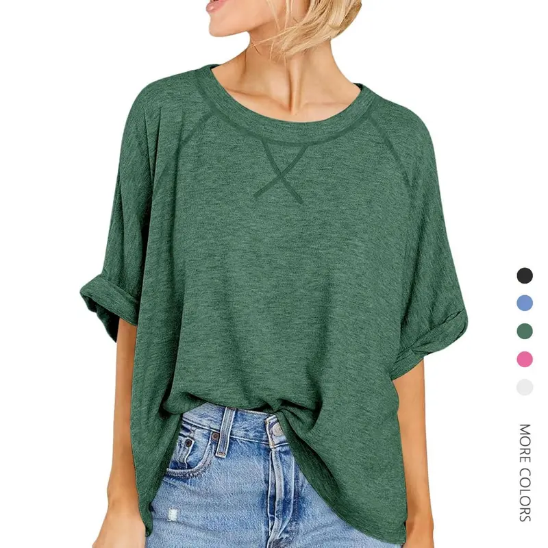 Women's Casual Oversized Baggy Short-Sleeve Crewneck T-Shirt - Soft Breathable Comfortable Fabric, Cute Clothes for Everyday Wear & Maternity Fit