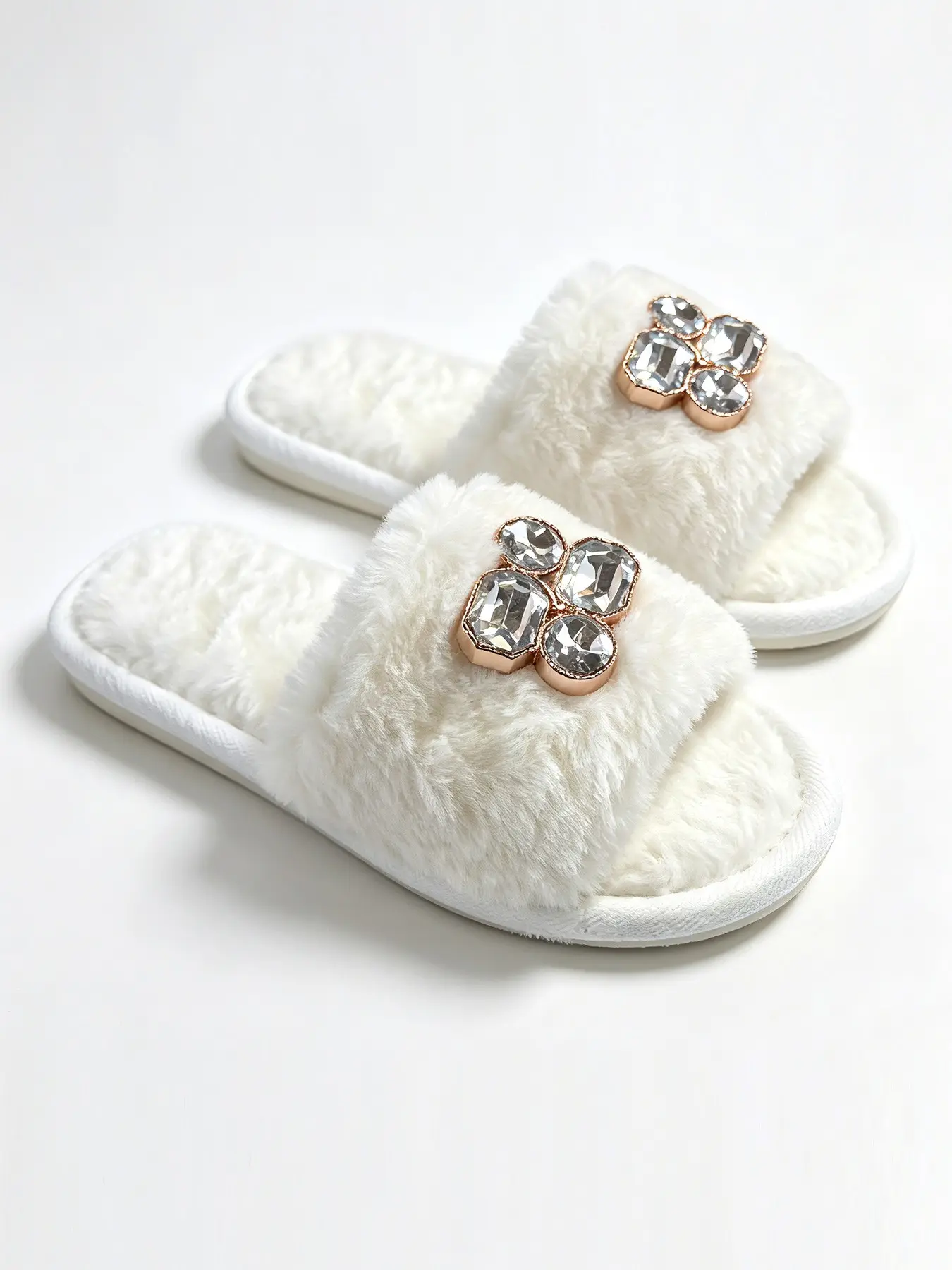 Women's Open-Toe Plush Slippers with Bling Sparkle and Soft Sole, Luxury Fluffy Indoor House Shoes in Multiple Colors and Sizes, Perfect for Autumn and Winter